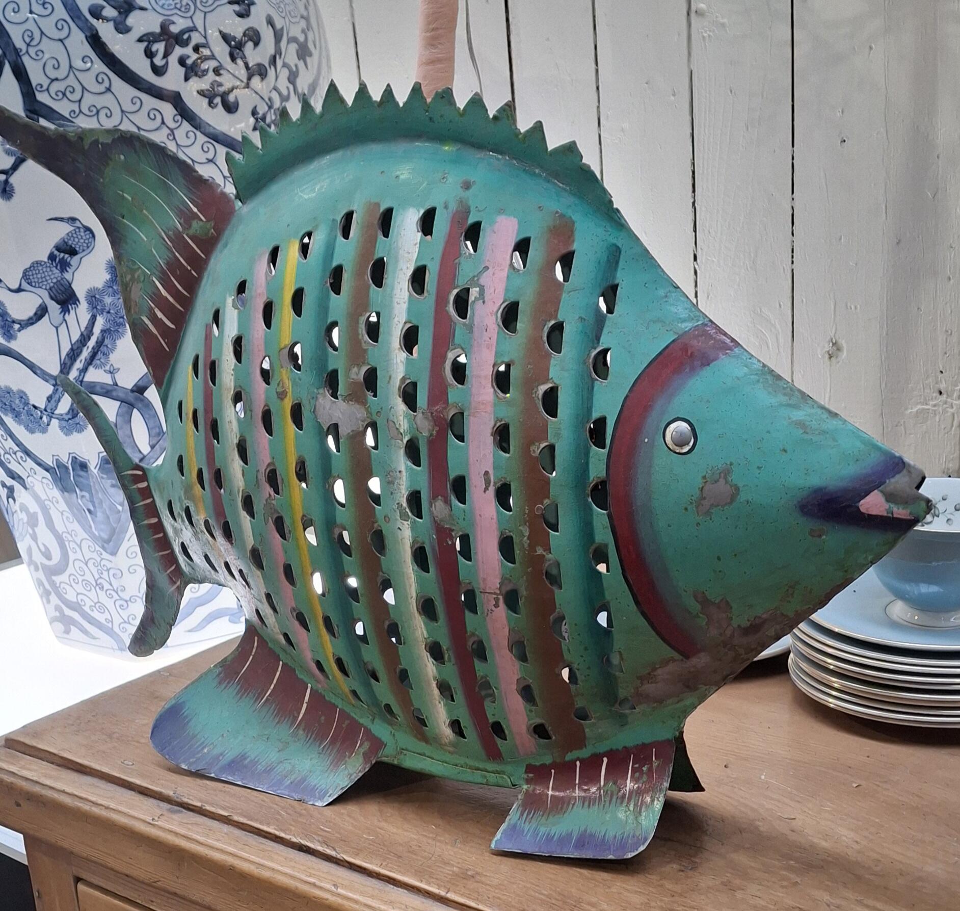 Hand Painted Large Metal Fish Sculpture