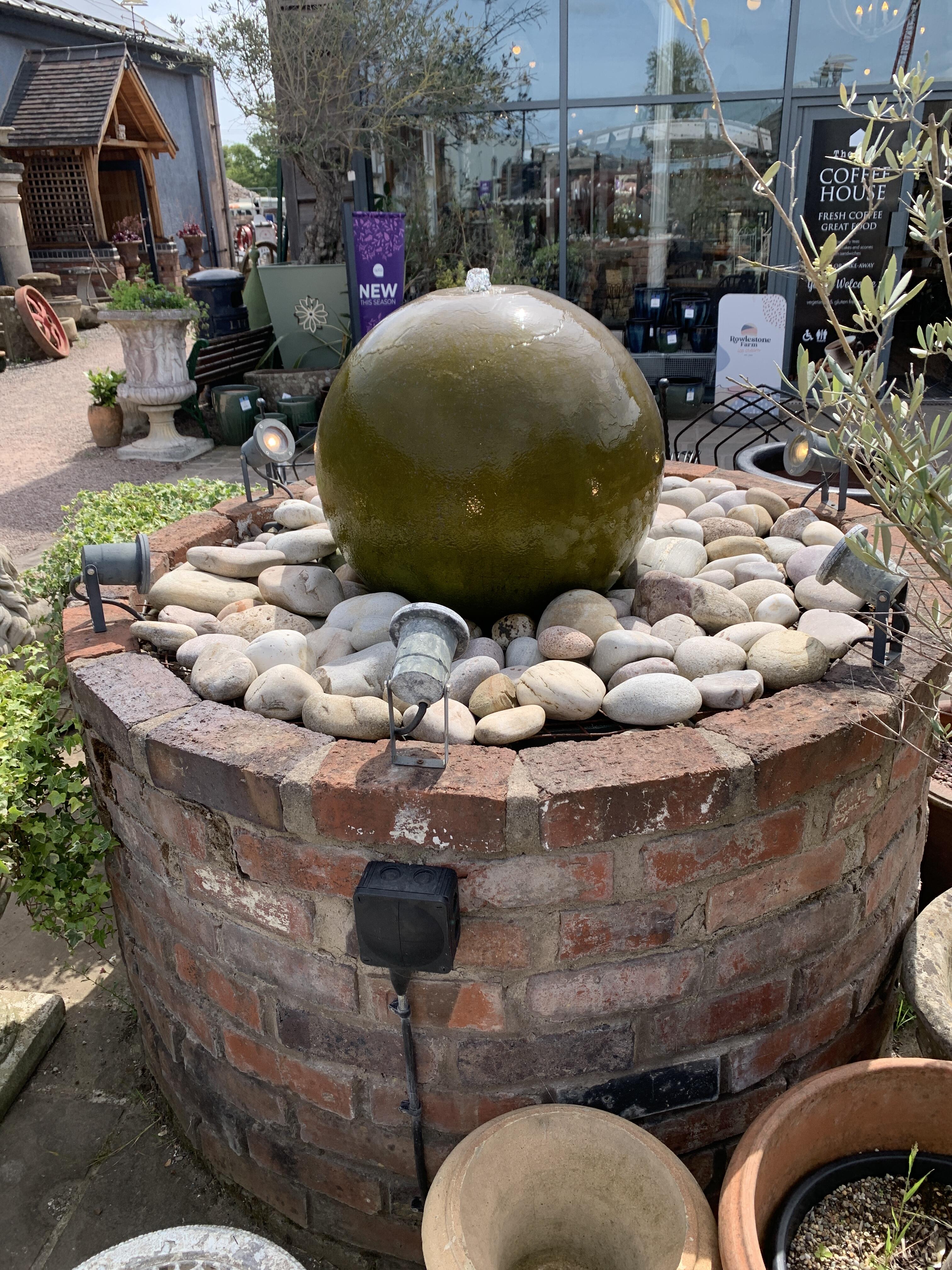 21" Stone Ball with Sump & Pump - Reclaimed Feature