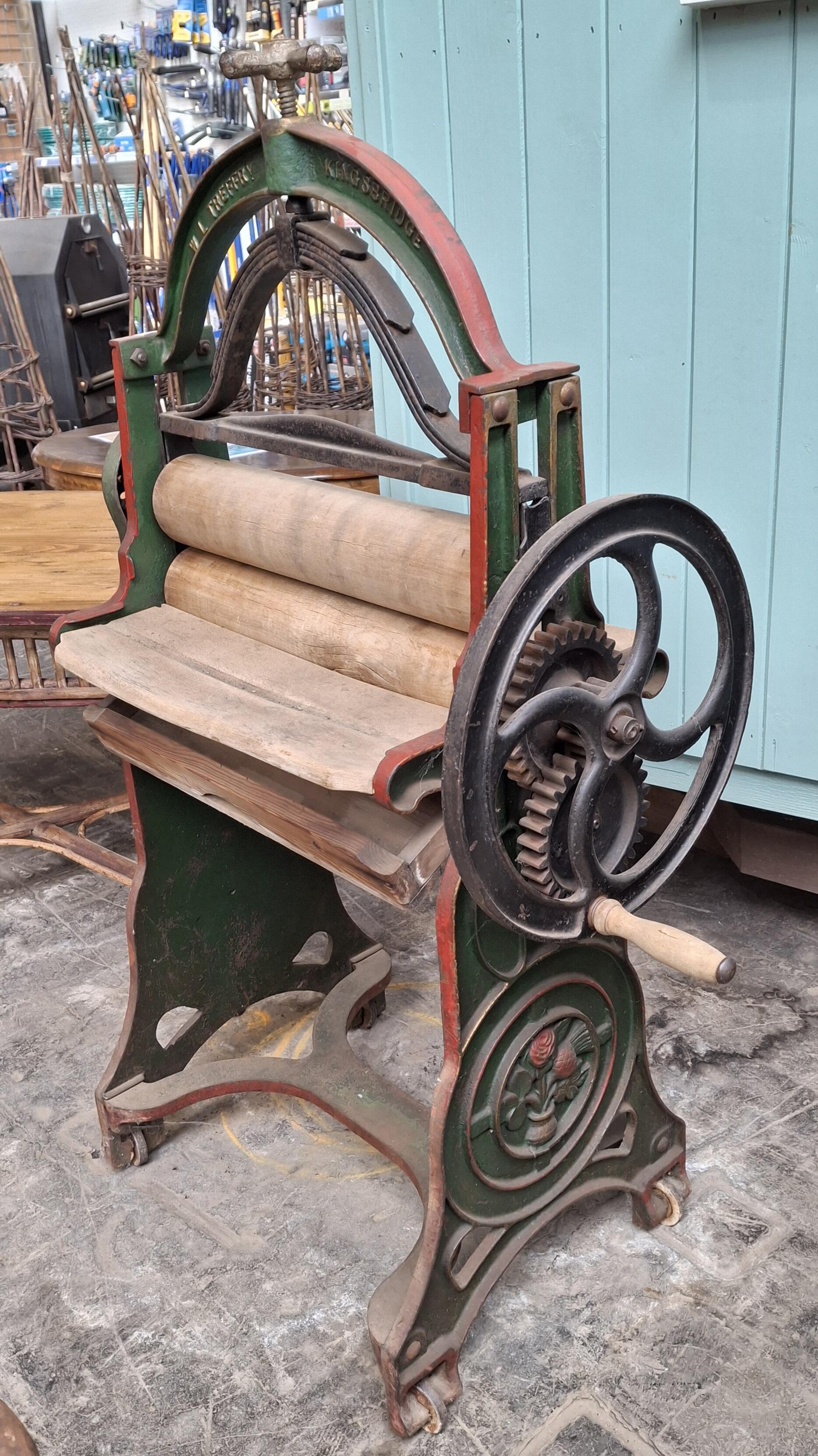 Authentic Working Cast Iron Mangle with Original Paint