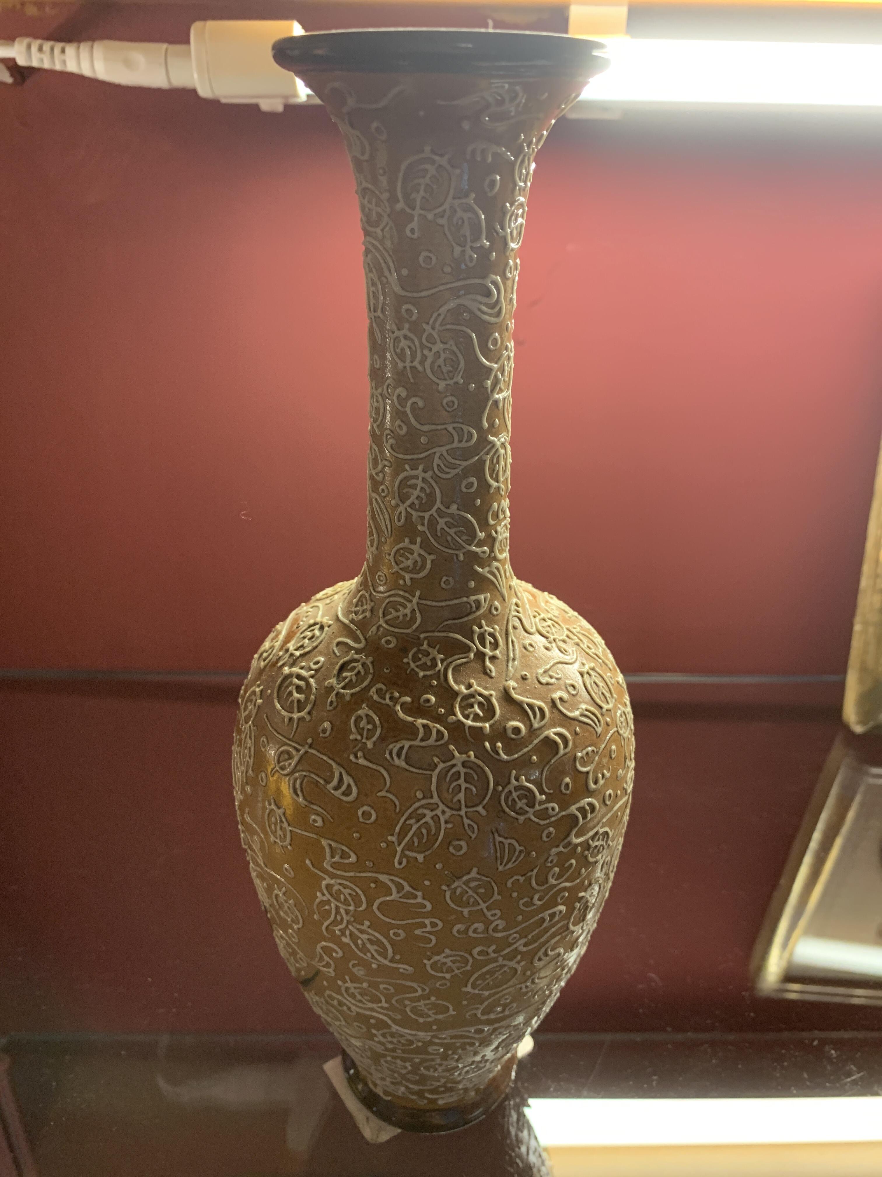 Florence Barlow Pâte-sur-Pâte Stoneware Vase with Geese