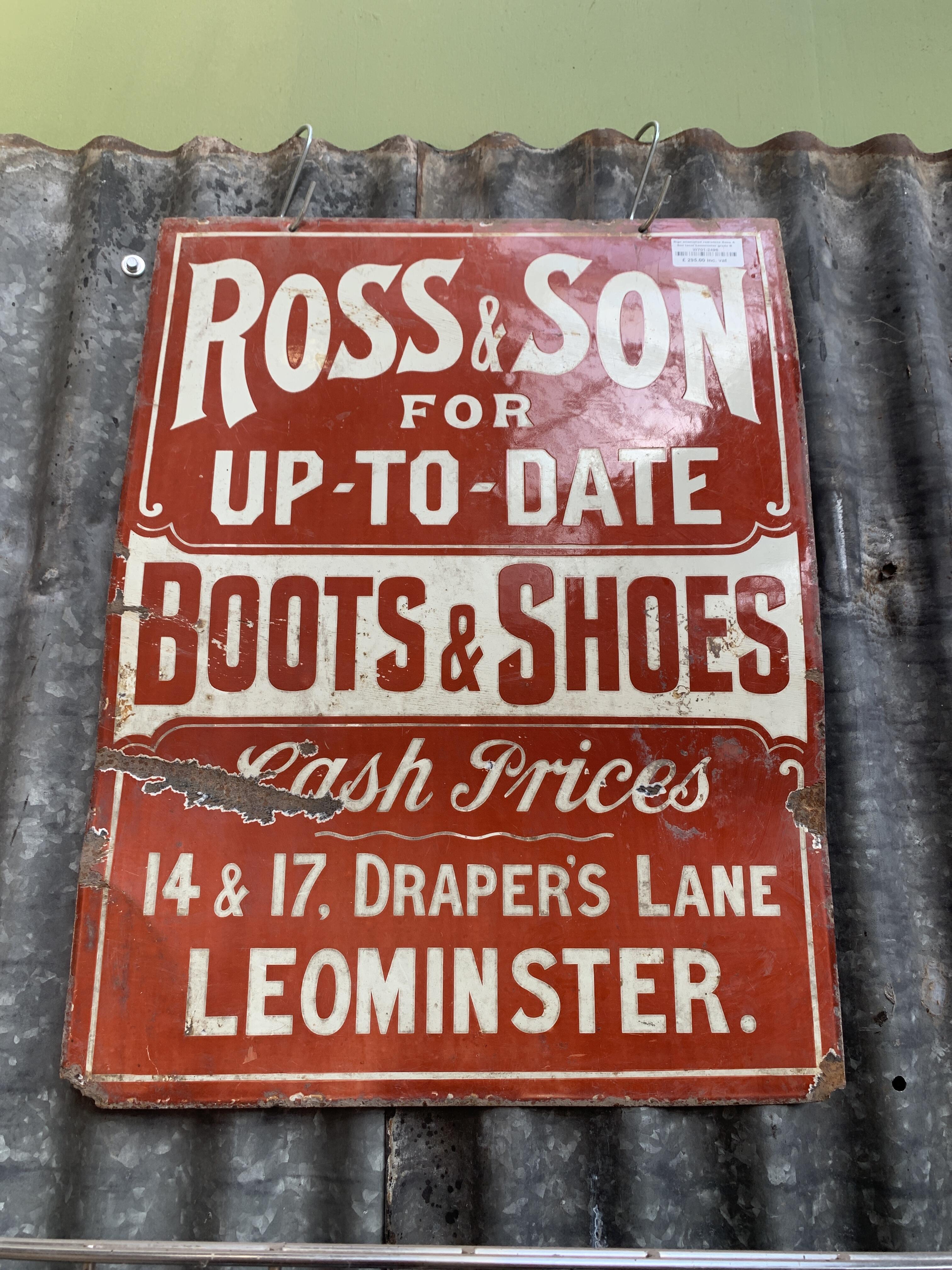Vintage Enamel Sign Ross & Son Leominster
