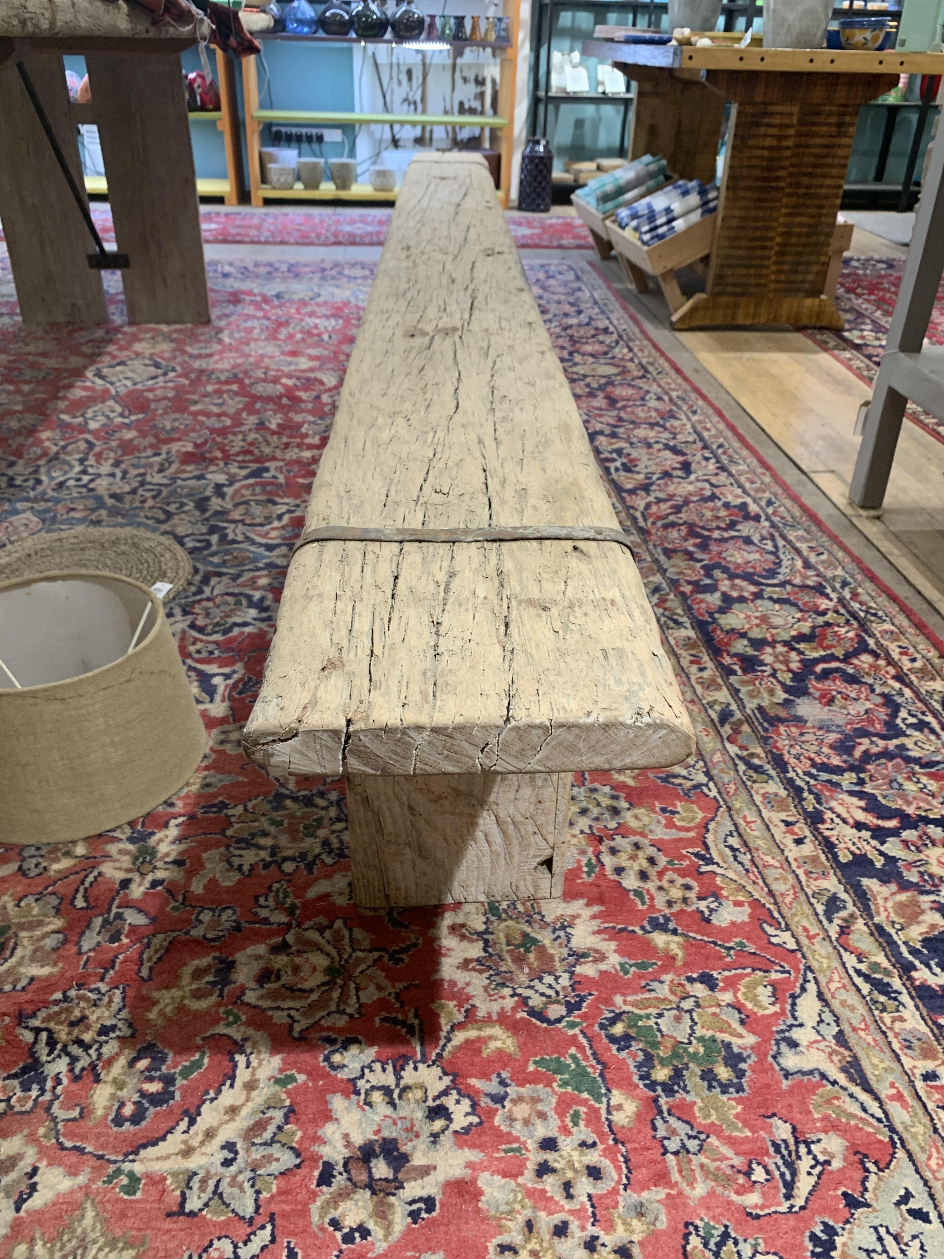 Rustic Long Wooden Bench with Character