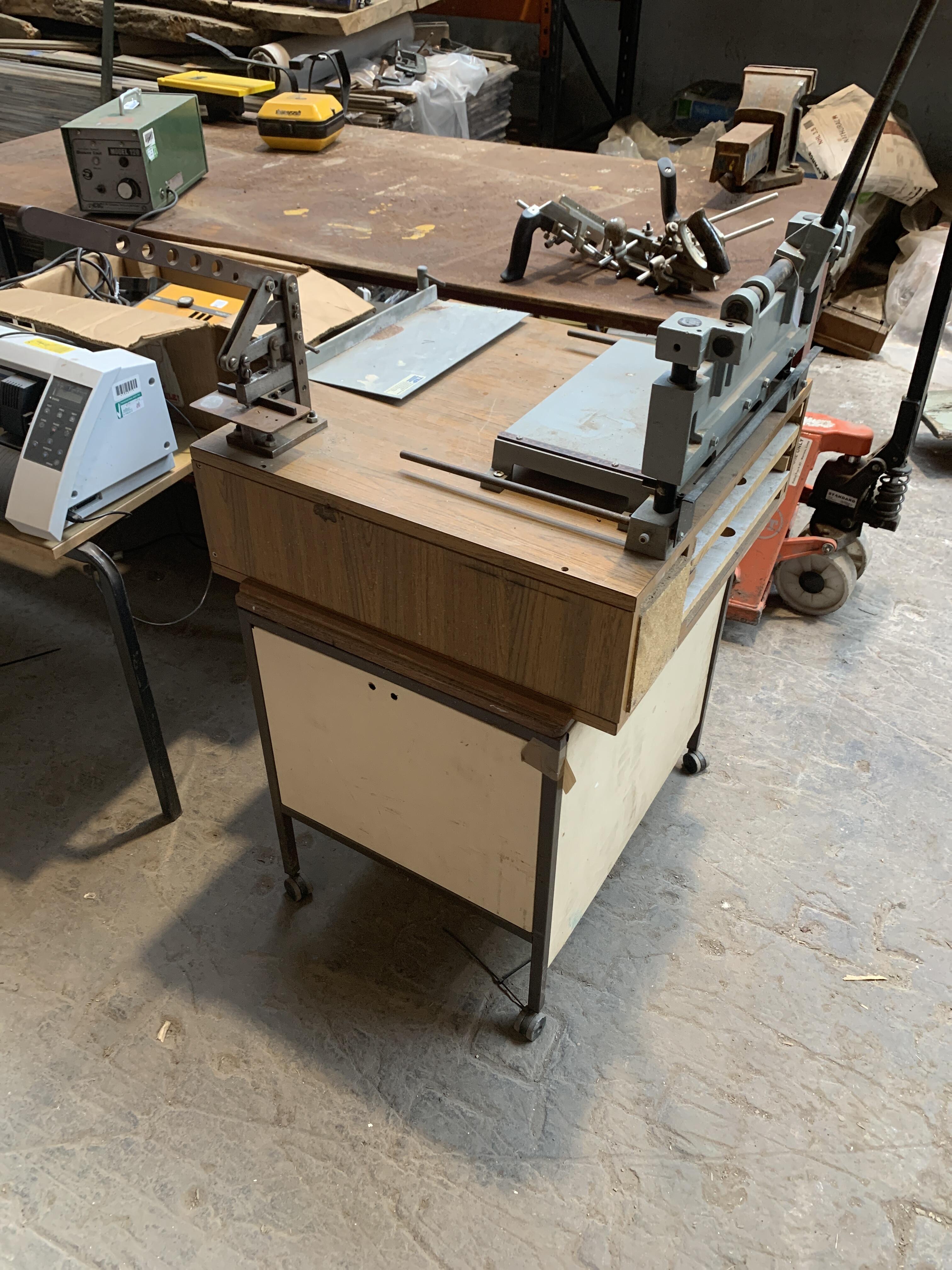 Reclaimed Workbench with Wheels & Machines