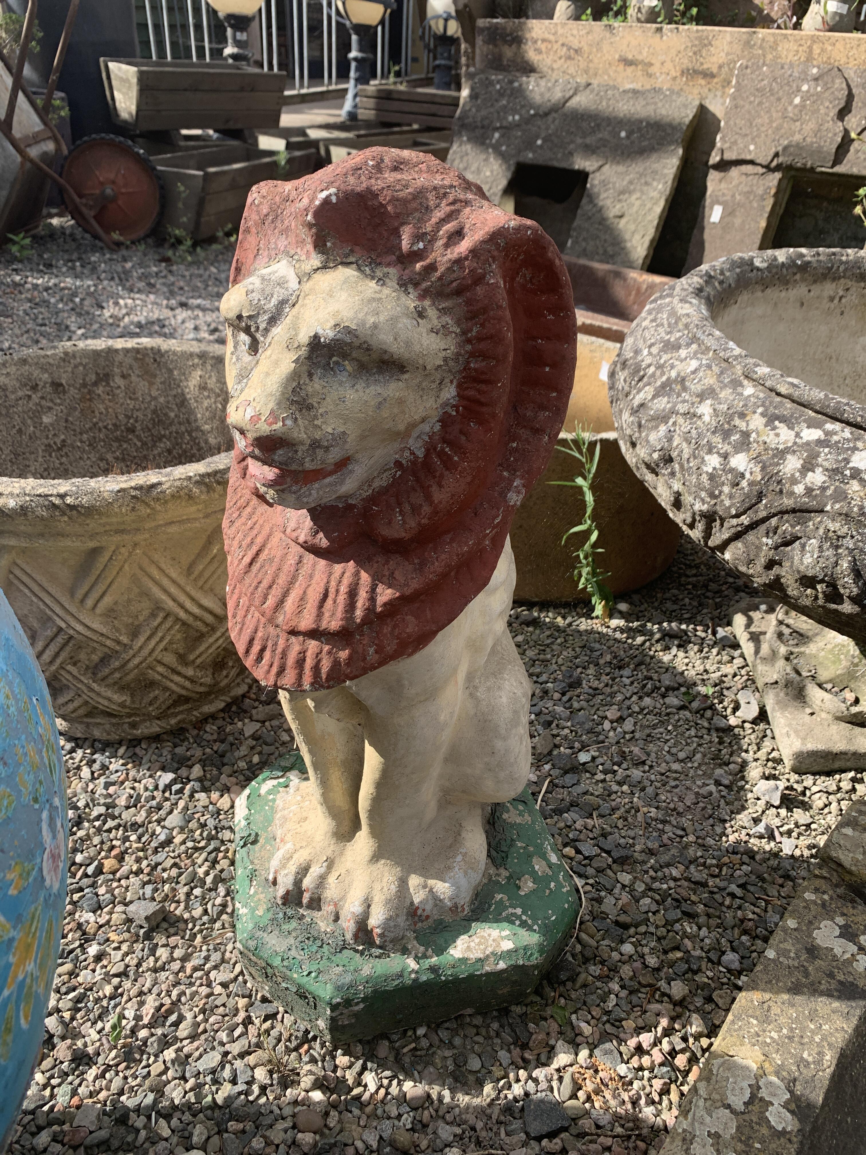 Charming Reclaimed Lion Statue - 57cm Tall