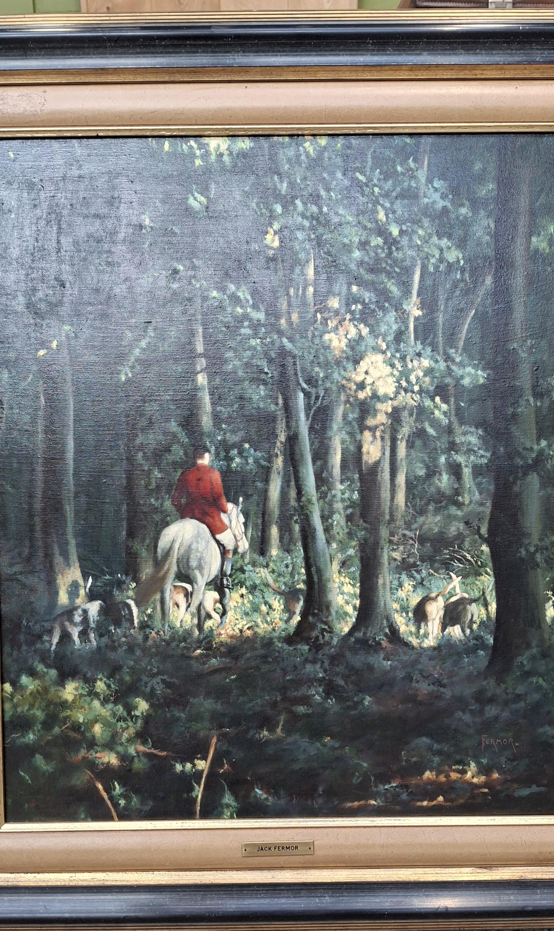 Vintage Oil on Canvas 'The Hunt' by Jack Fermor