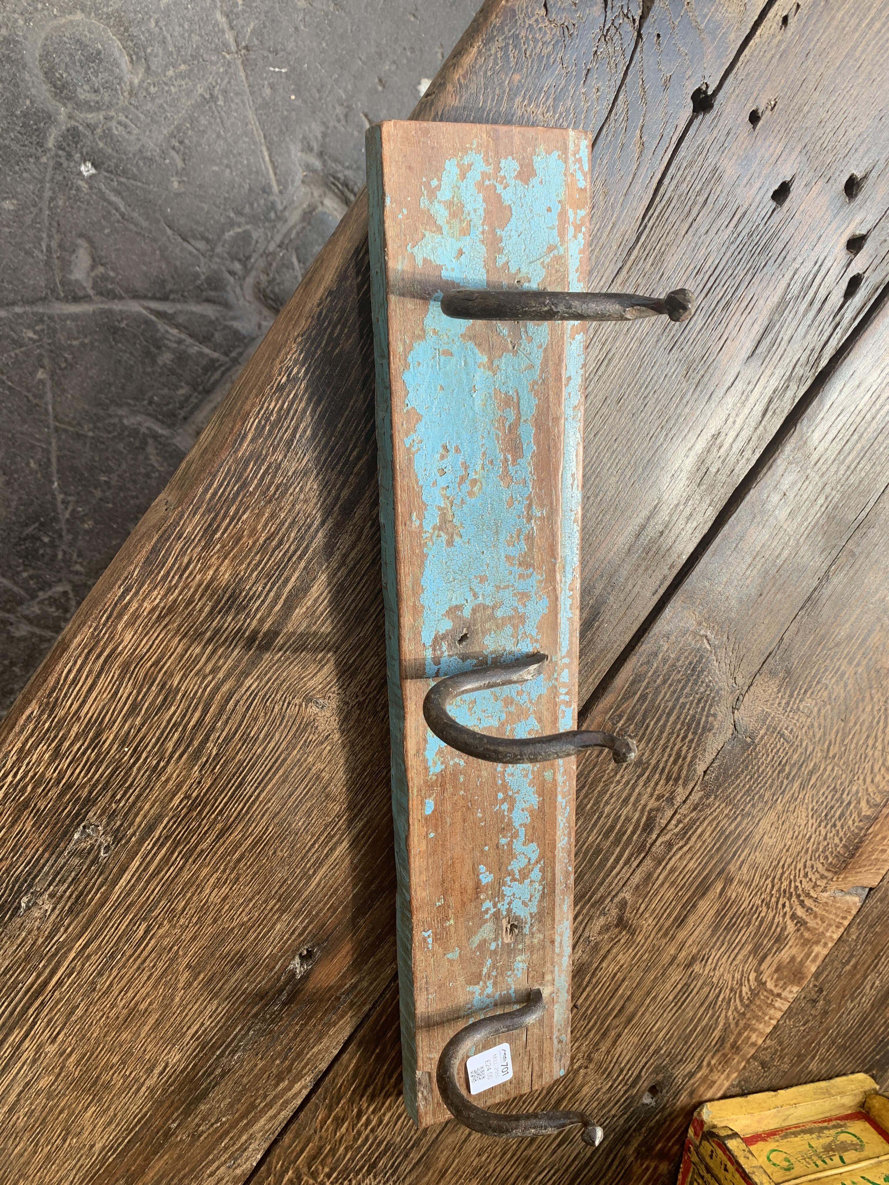 Vintage Wooden Coat Hooks with Rustic Patina