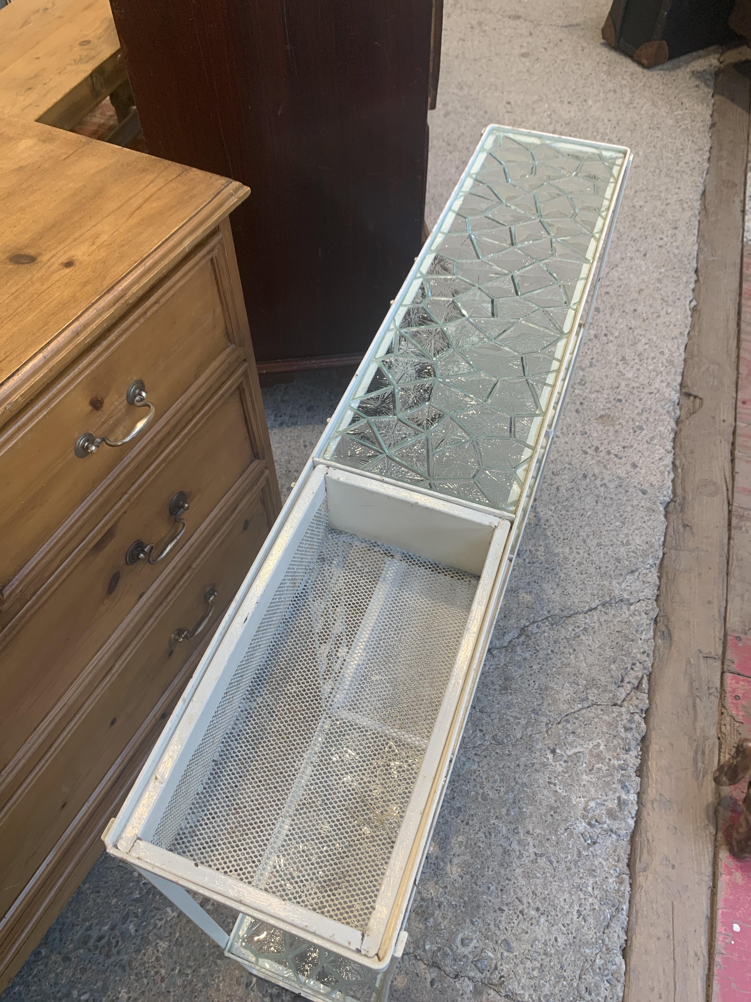 Vintage Wrought Iron Plant Stand with Glass Shelves