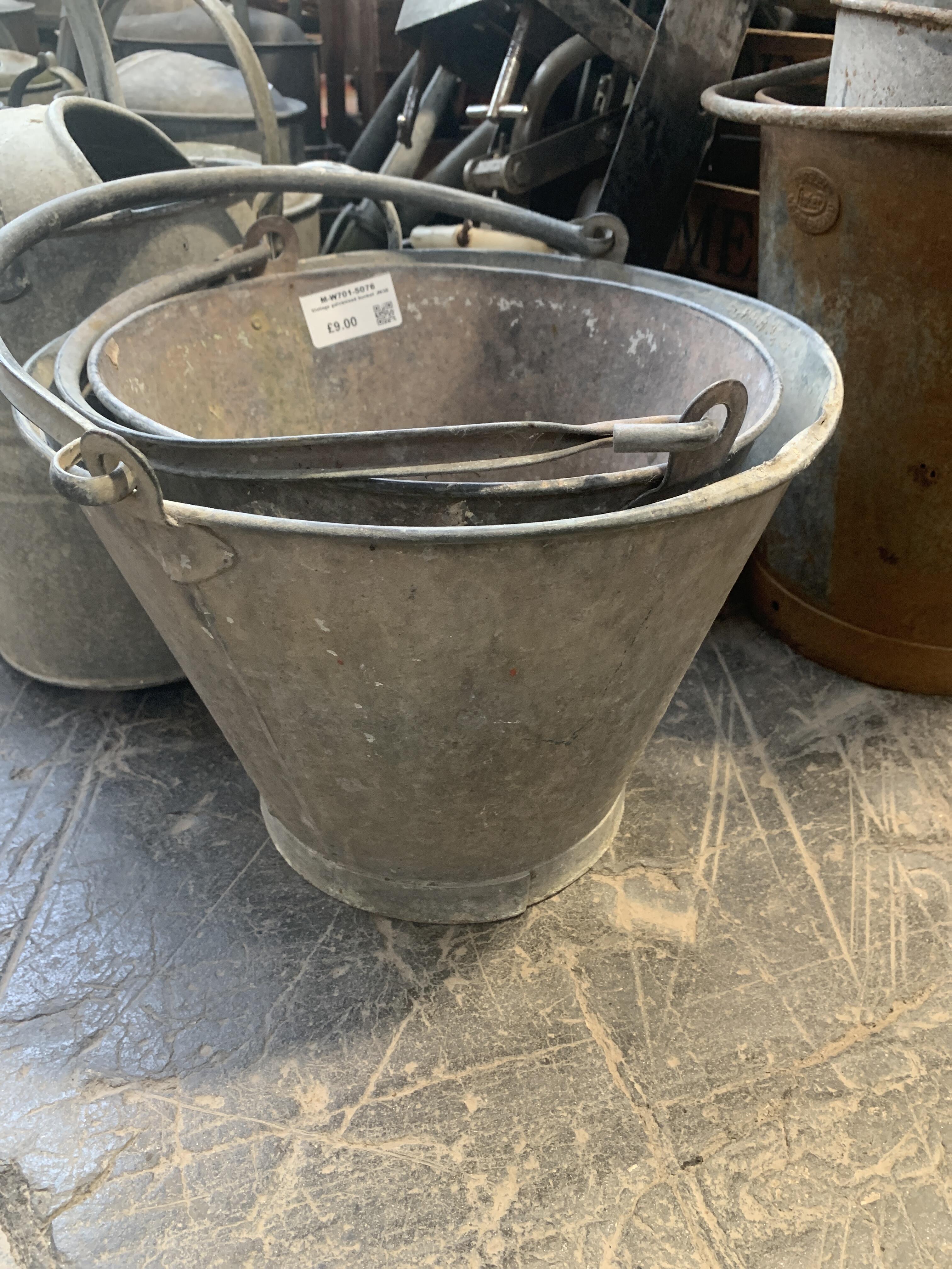 Vintage Galvanised Bucket - Rustic Charm