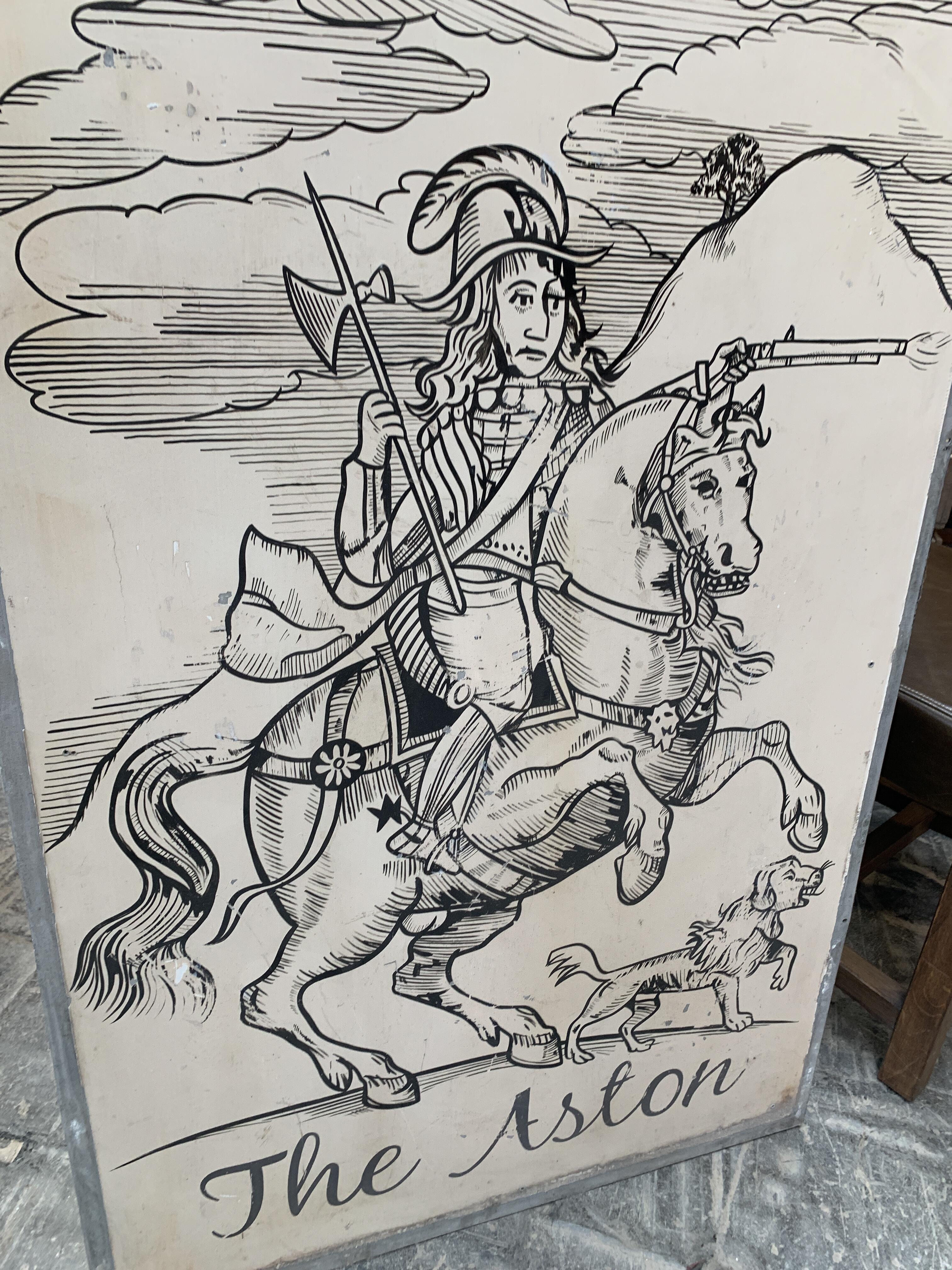 Vintage Hand-Painted 'The Aston' Metal Sign
