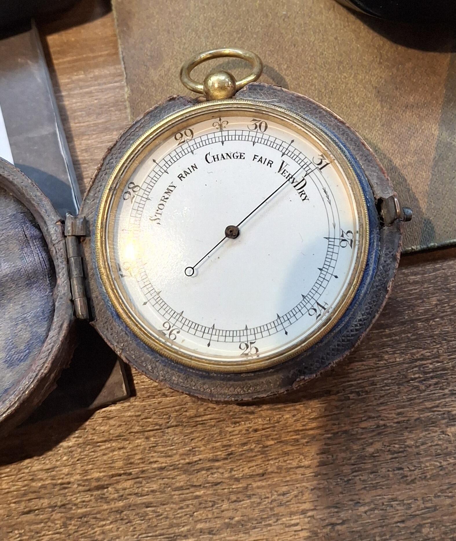 Brass cased pocket barometer