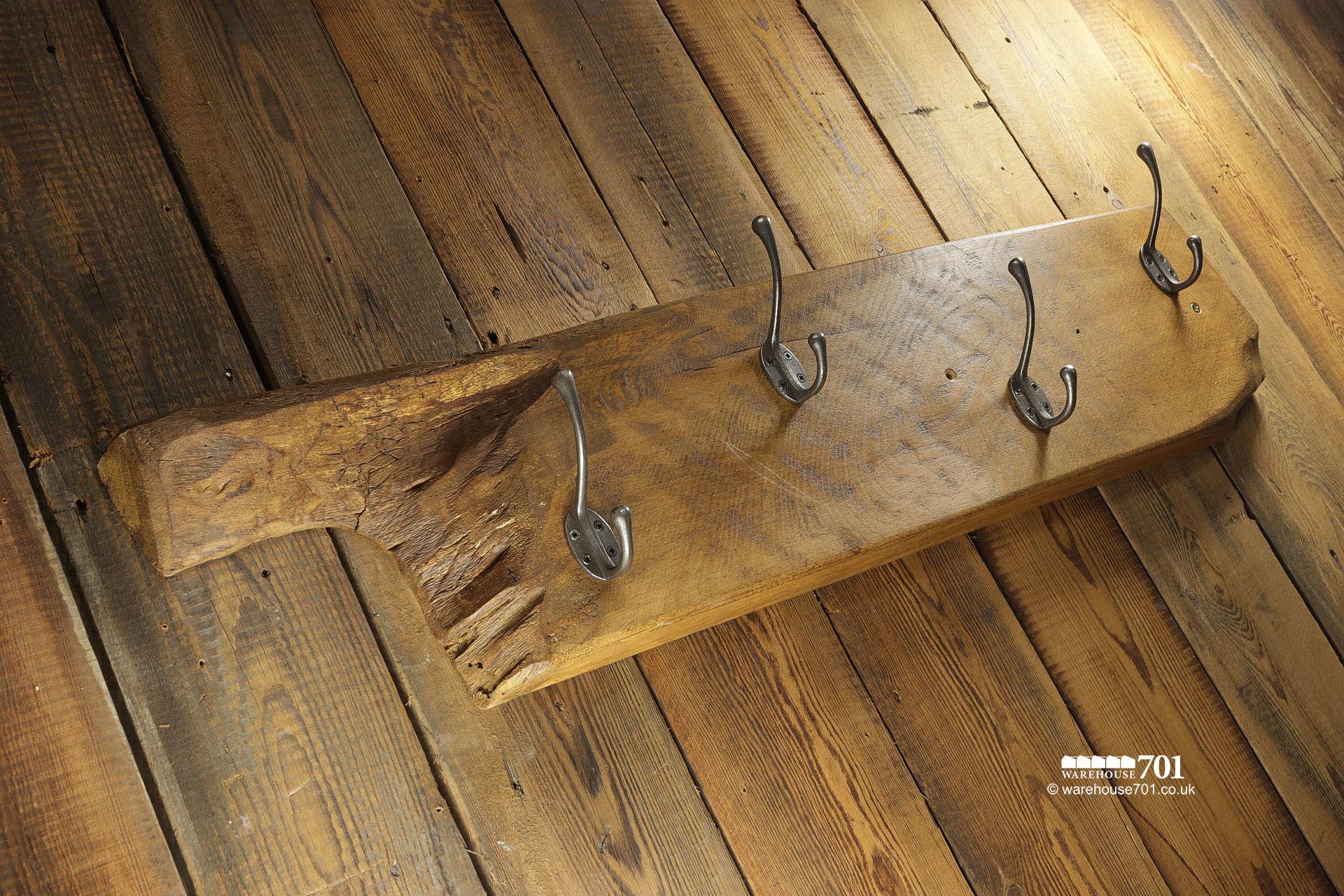 701 Original Four Peg 'Broken Oak' Rustic Coat Rack