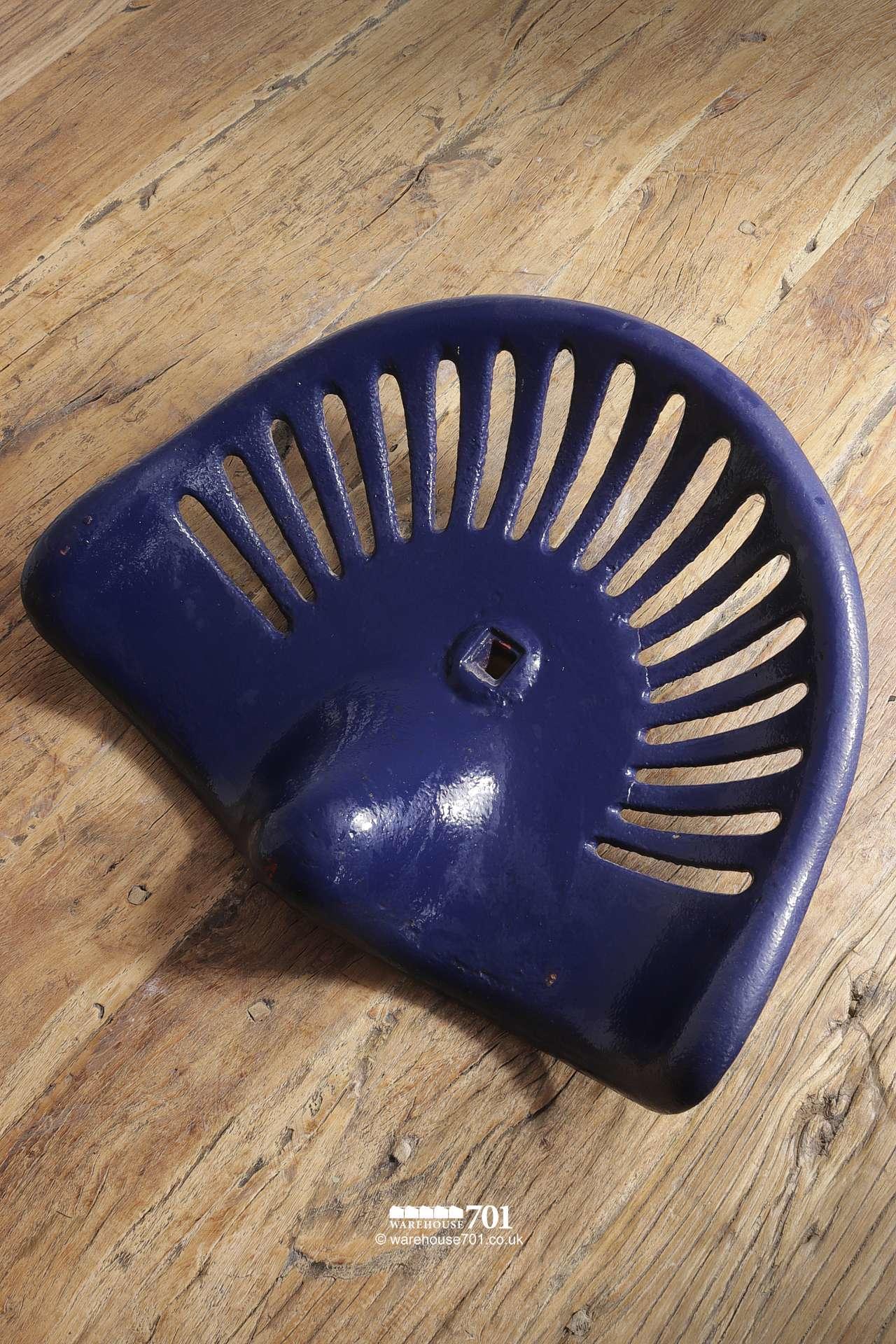 Early 20th Century Pierced Cast Iron Royal Blue Tractor Seat