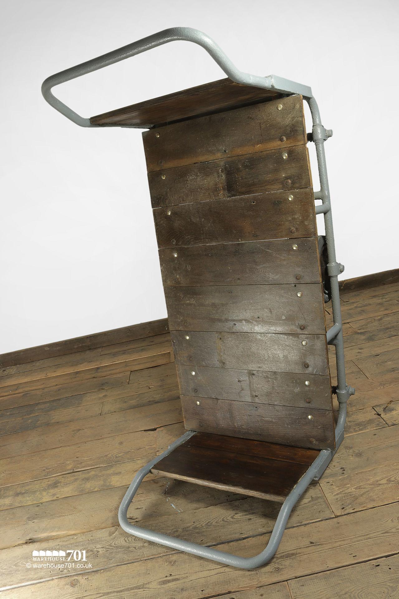 Vintage Grey paInted Oak Slat Porters or Luggage Trolley