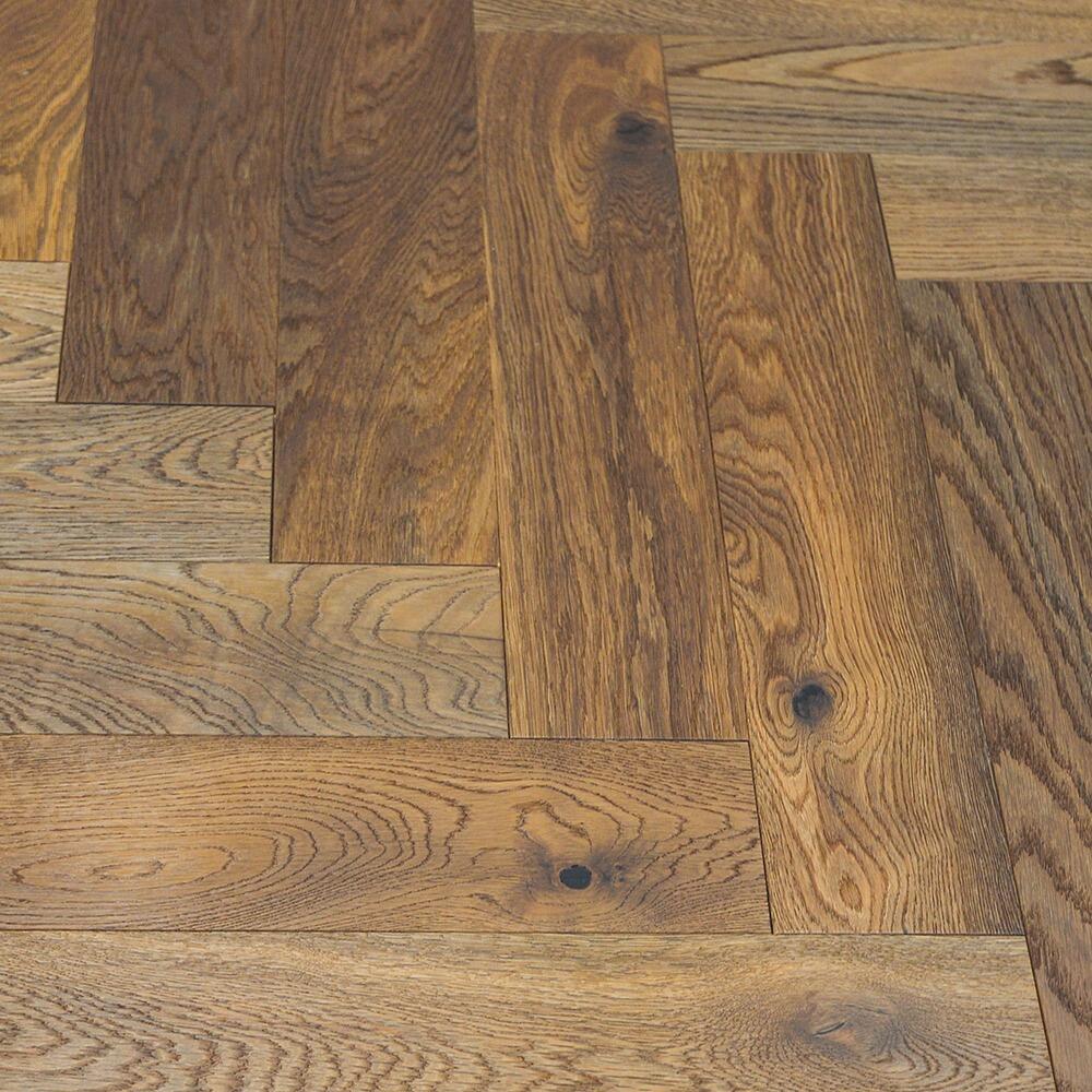 Light Smoked Rustic Herringbone Oak Flooring