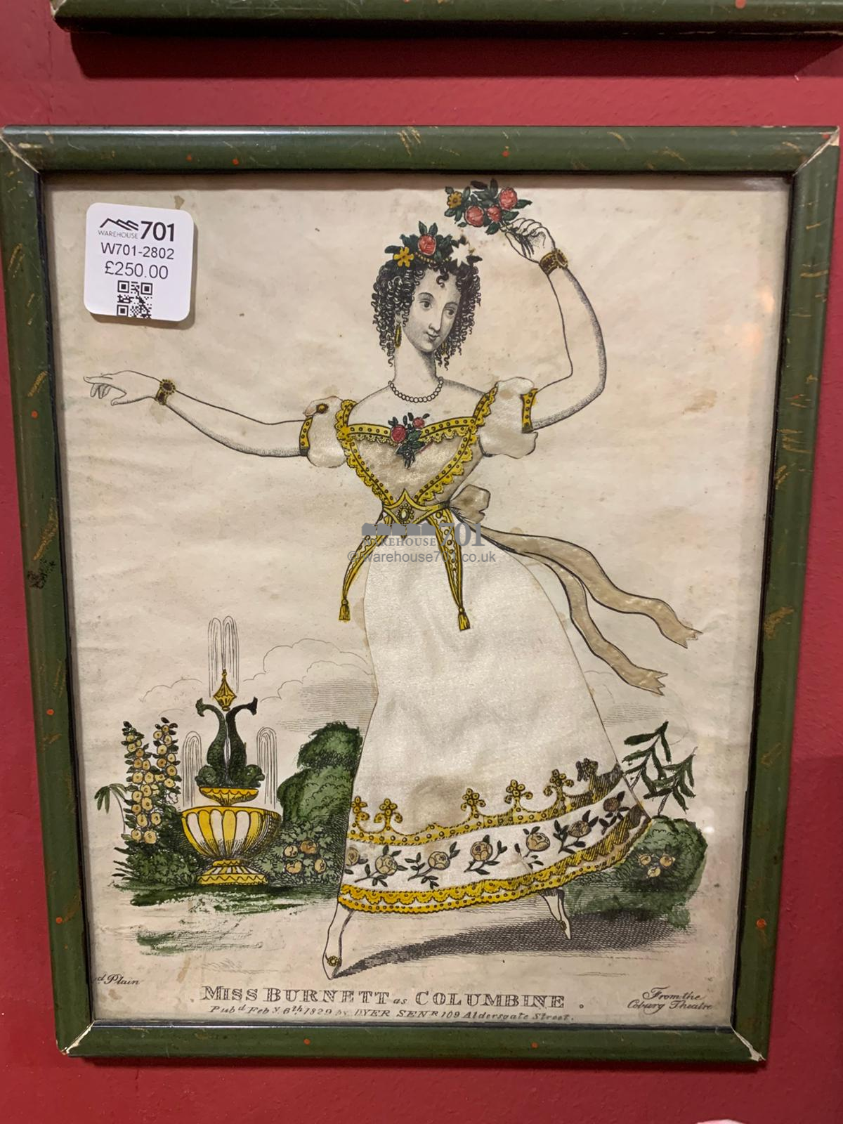 19th century tinsel print Miss Burnett