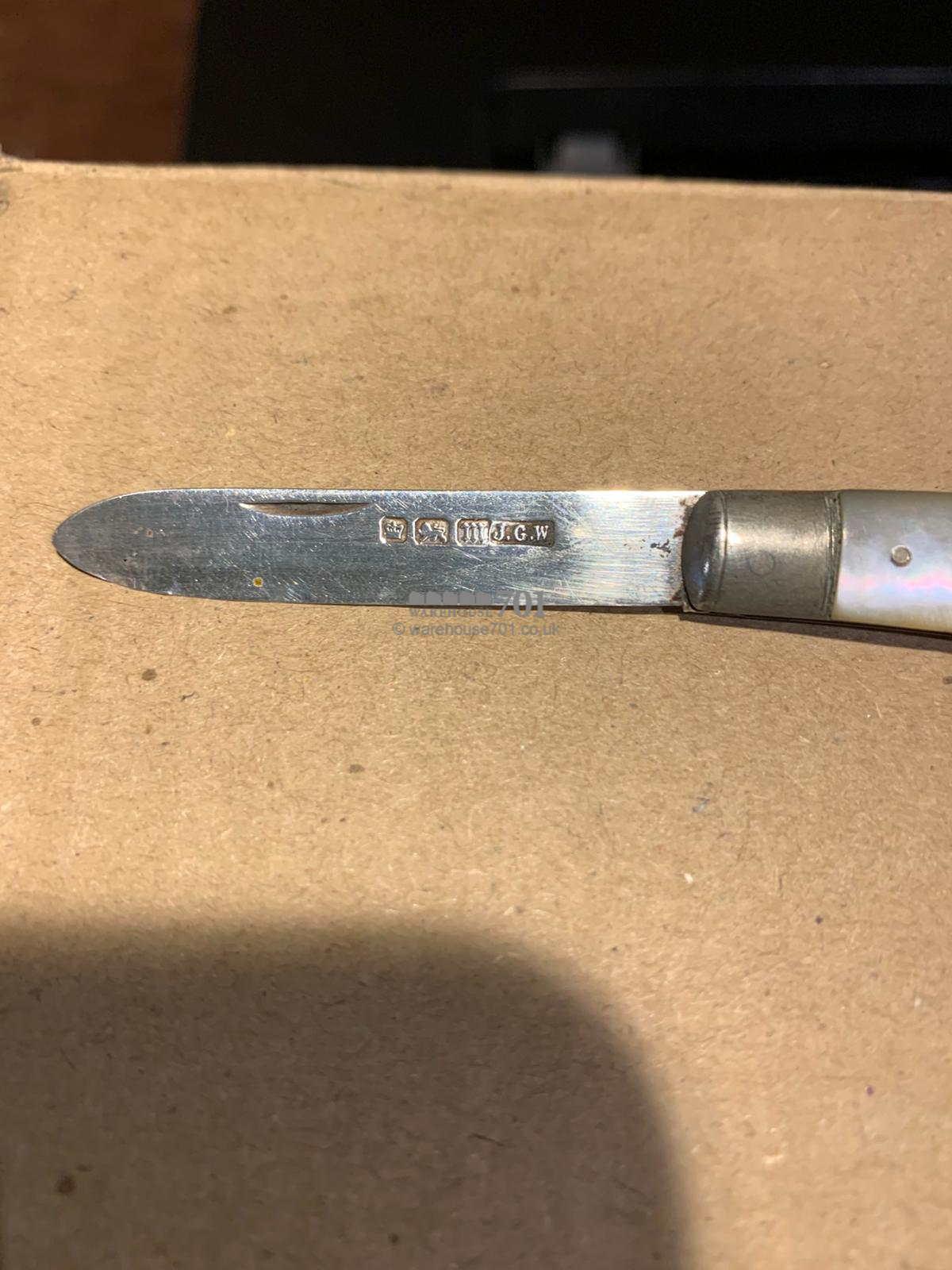 1904 Fruit knife with Sheffield silver blade and mother of pearl handle