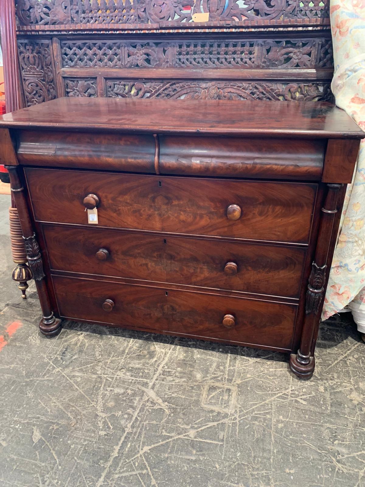 Antique dark mahogany chest of drawers