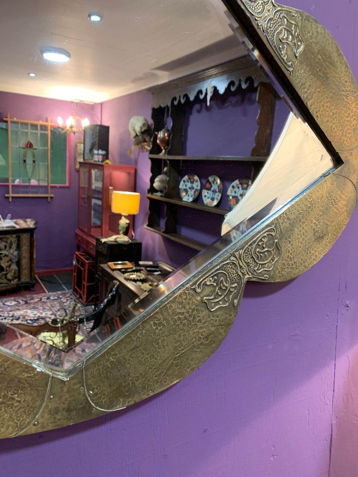 Brass quatrefoil mirror