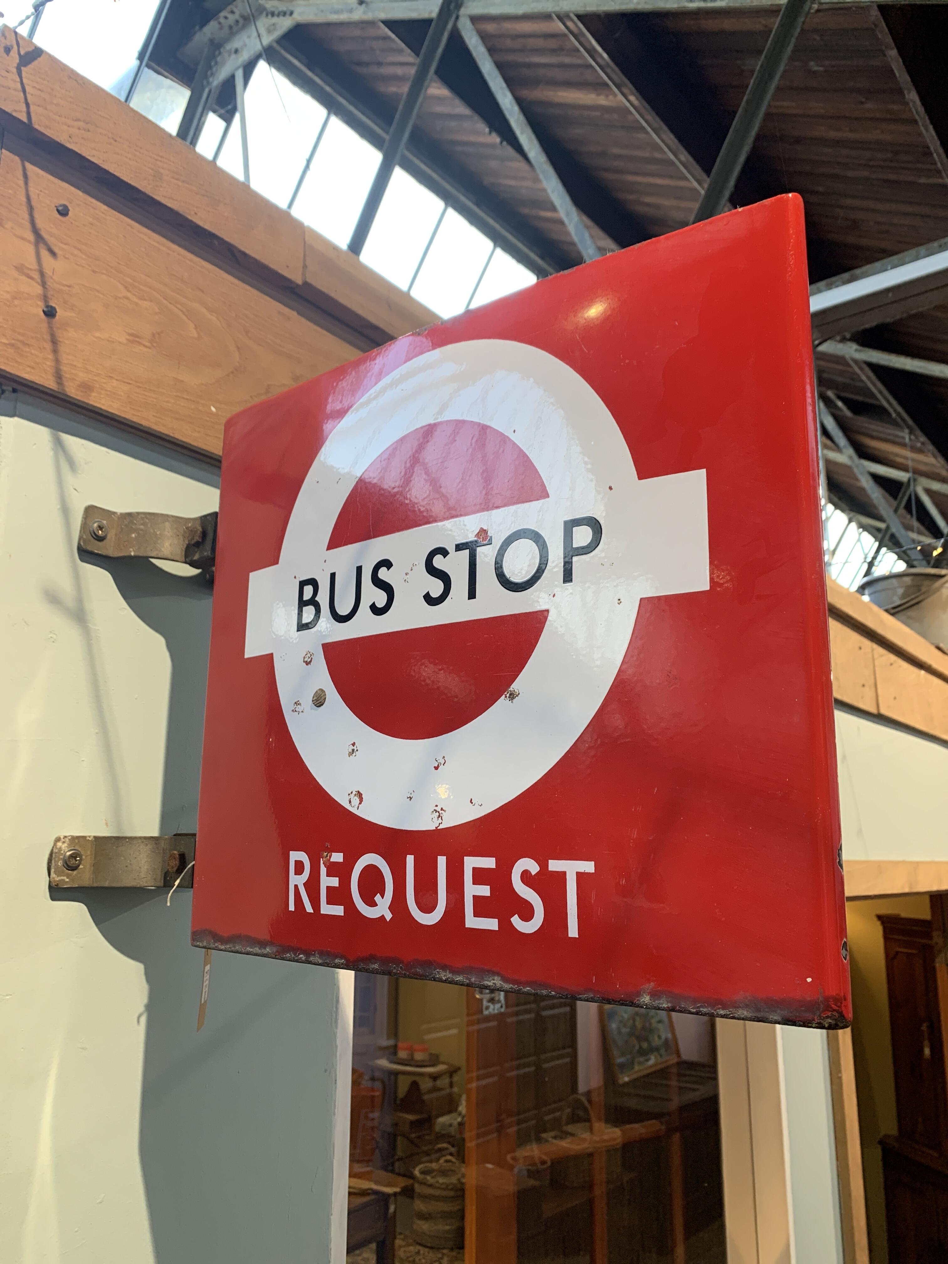 Vintage Enamel Bus Stop Sign - Request