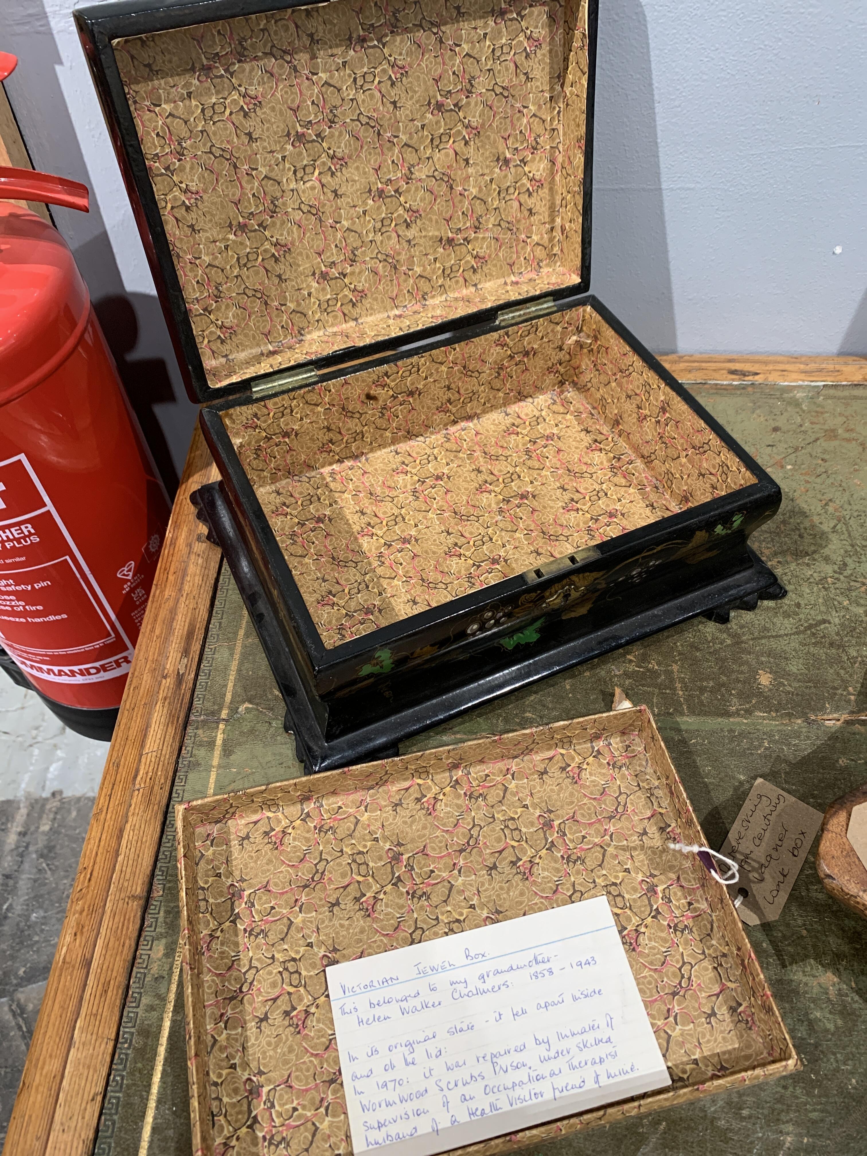 19th Century Lacquer Work Box with Floral Design