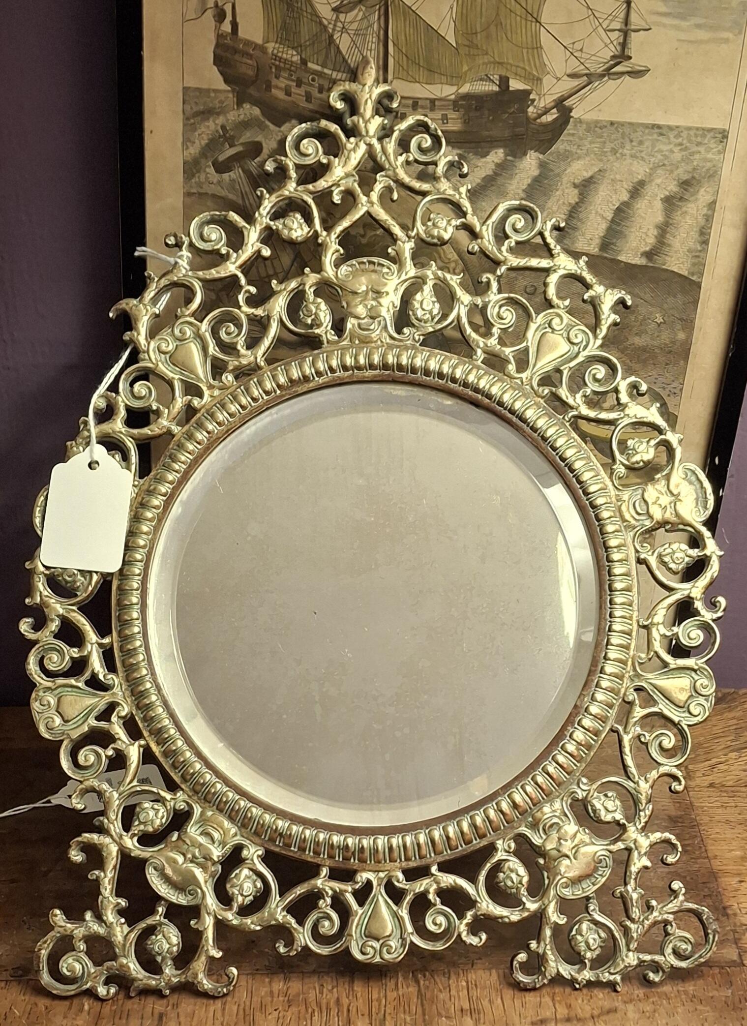 Ornate Vintage Brass Framed Mirror CHIL353