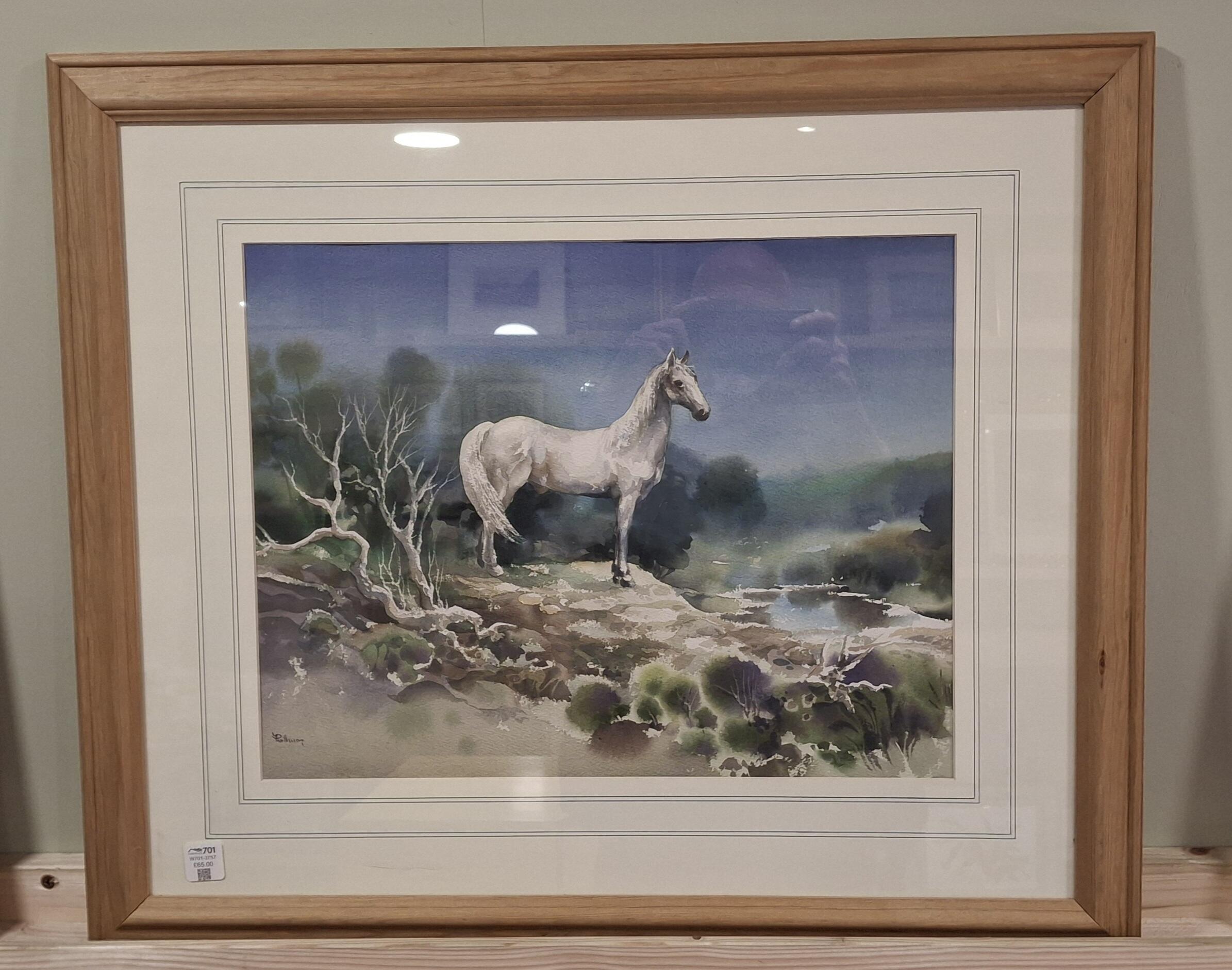 Prathuan Standing White Horse Watercolour Painting