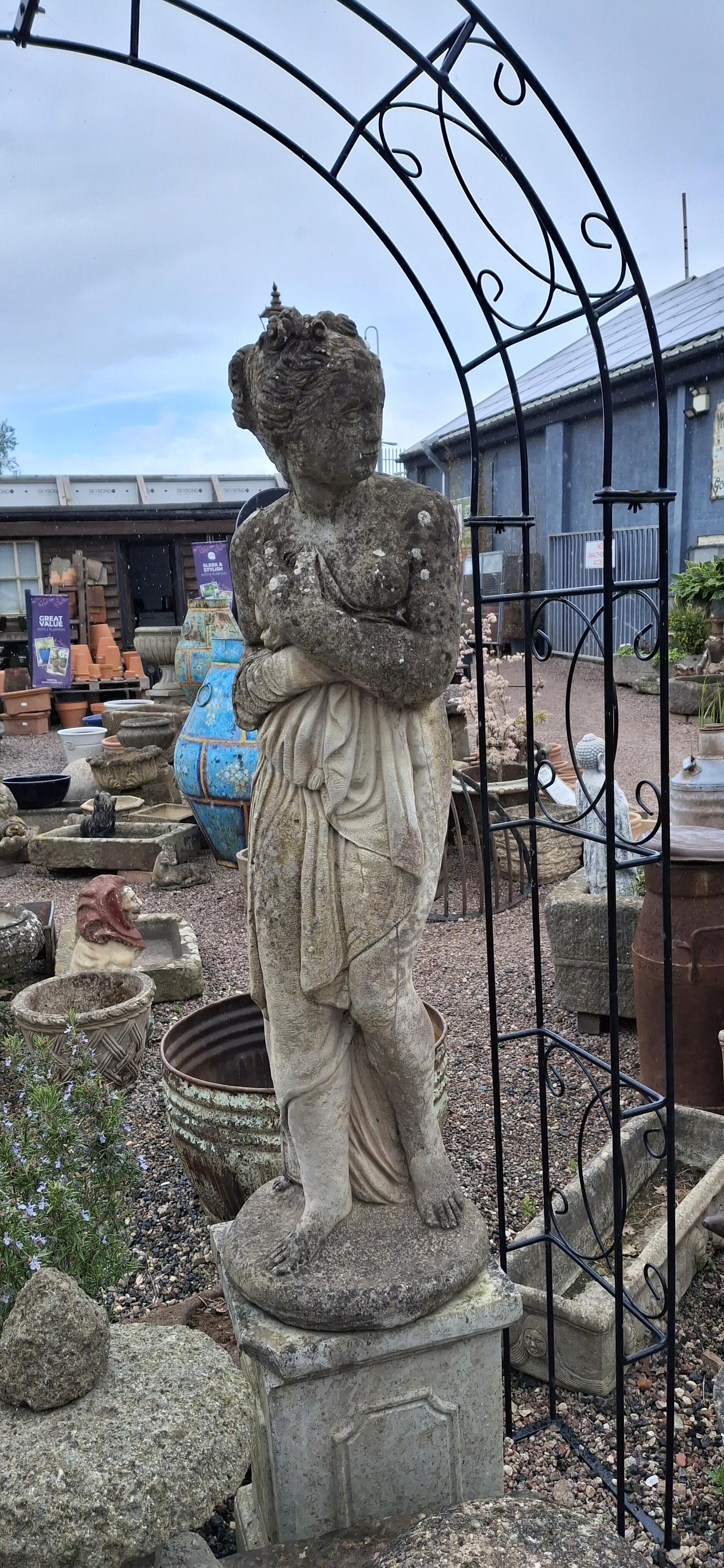 Charming Stone Lady Statue in Classical Drapery