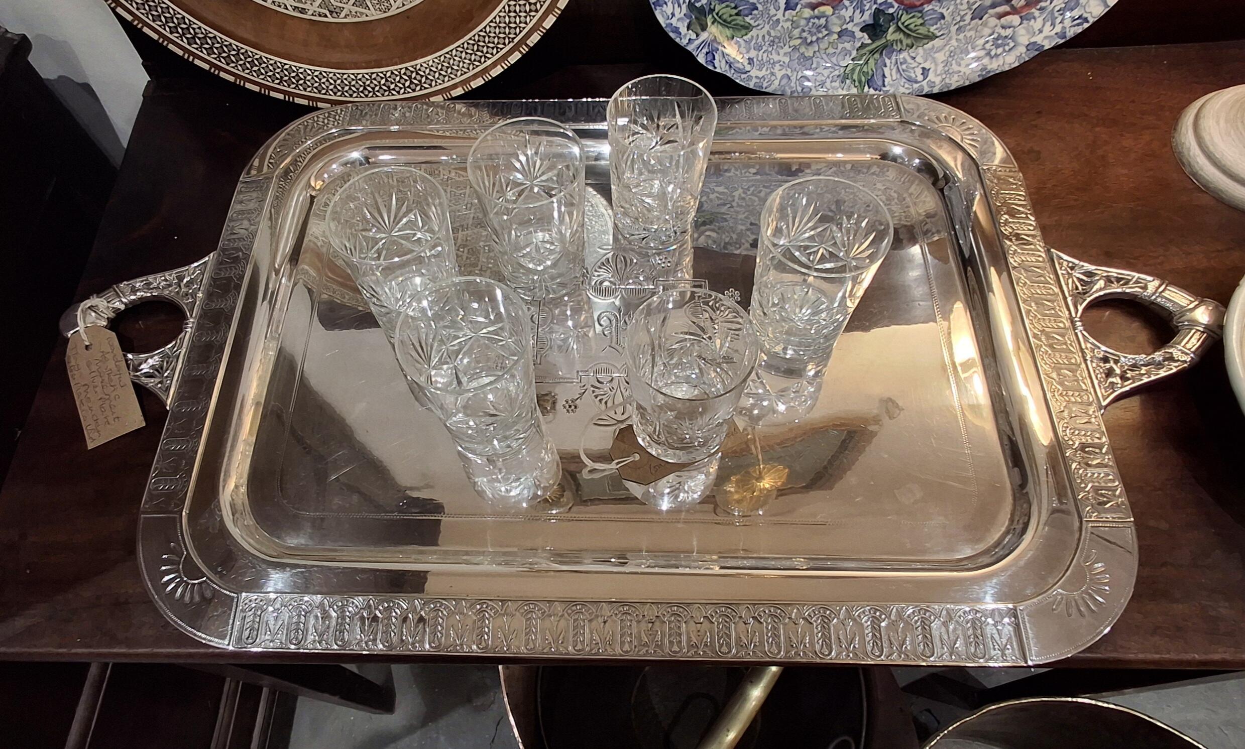 Set of 6 Vintage Cut Glass Tumblers