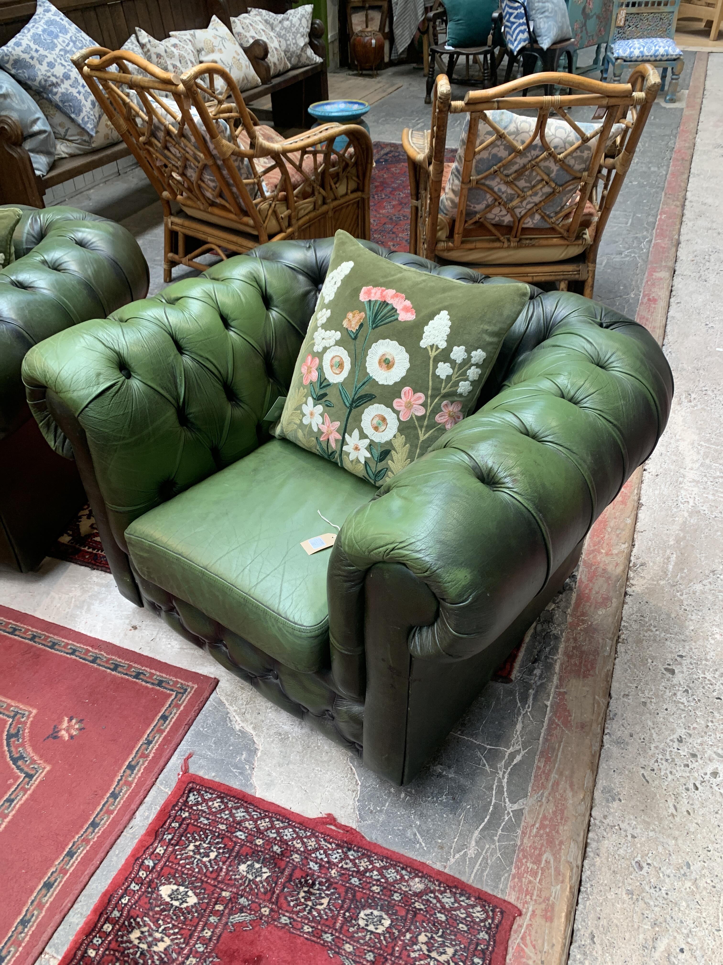 Vintage Green Chestfield Club Chair