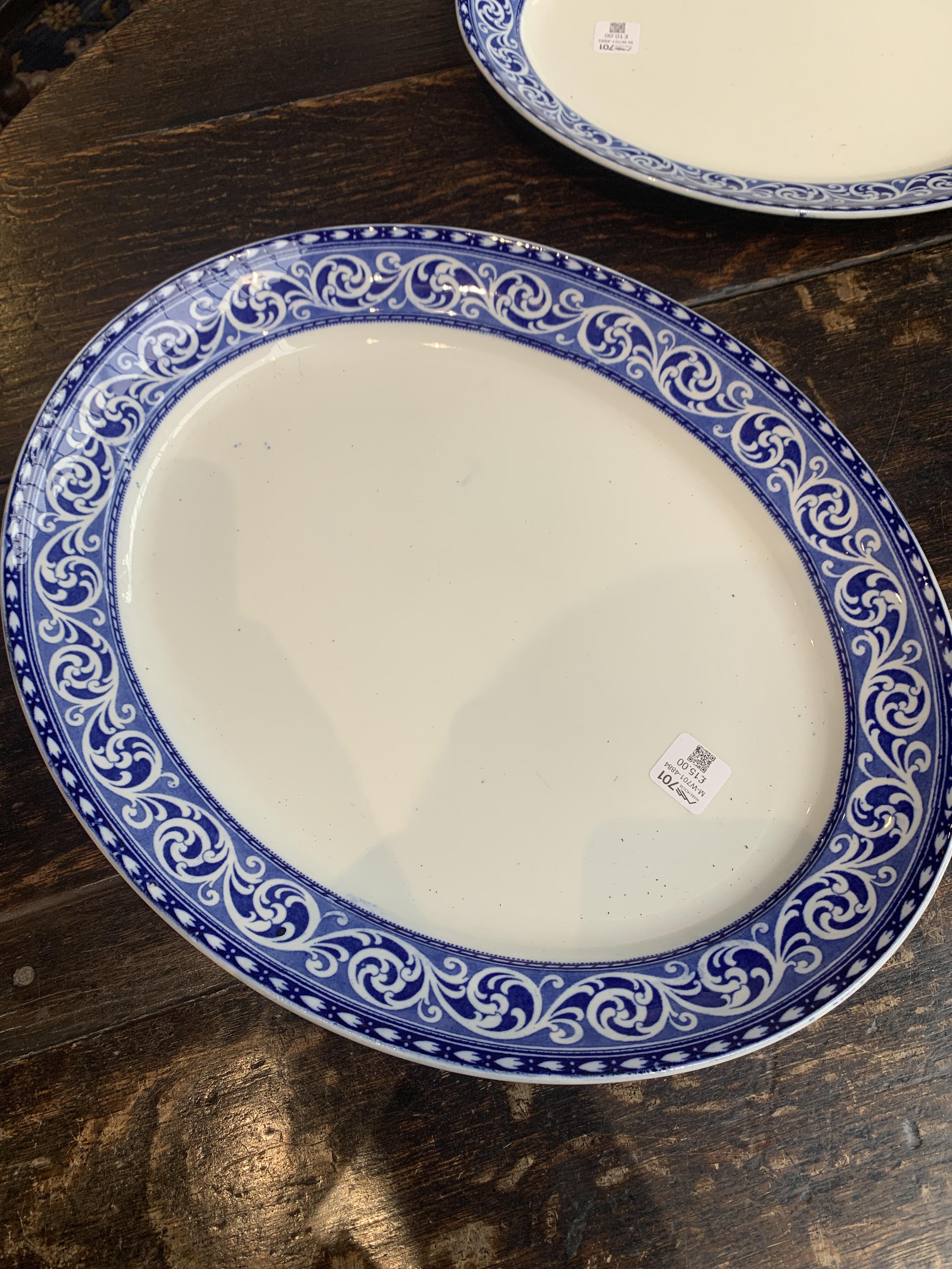 Antique Blue & White Etruscan Meat Platter 42x34cm