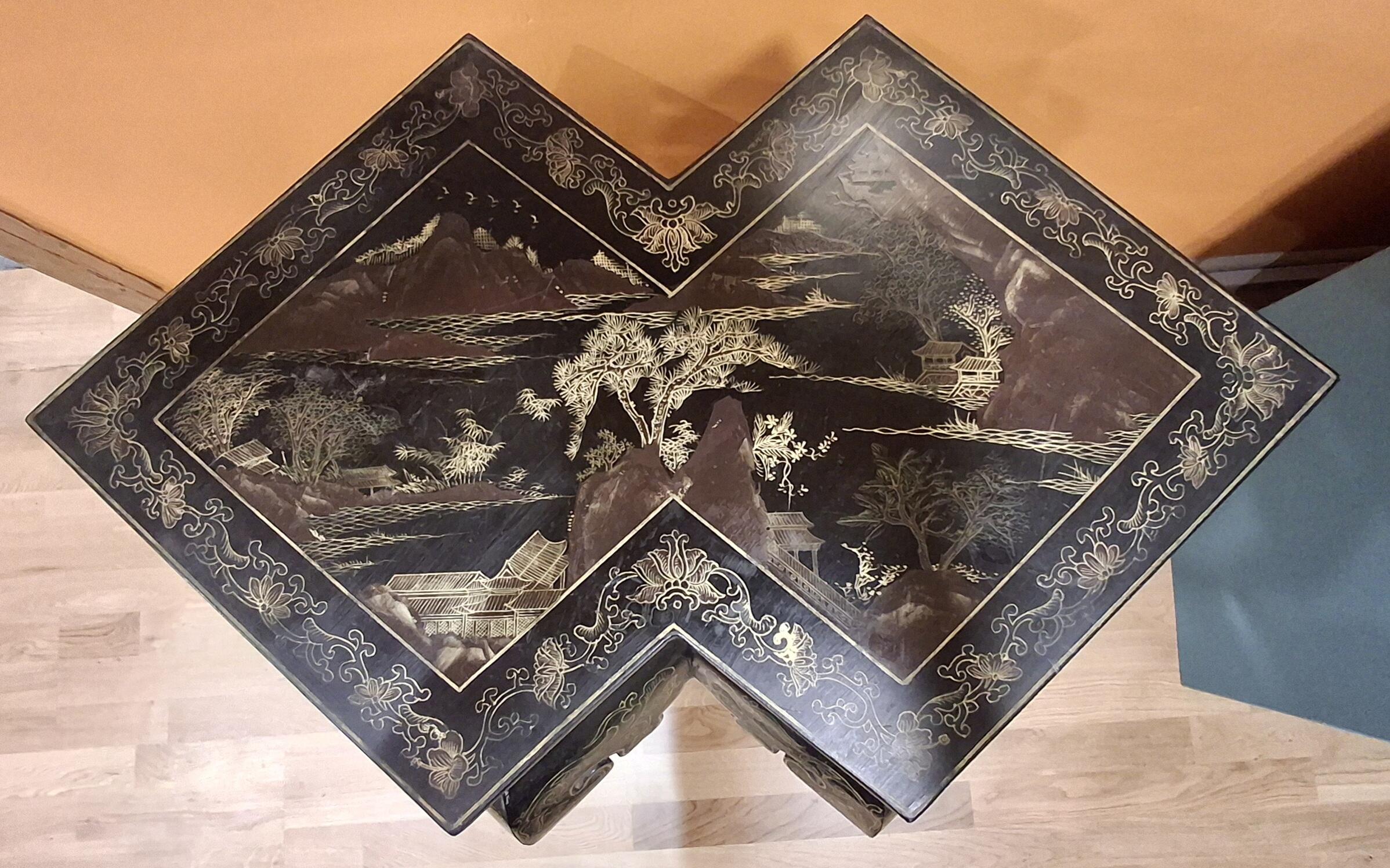 Vintage Black Chinoiserie Table PP82796