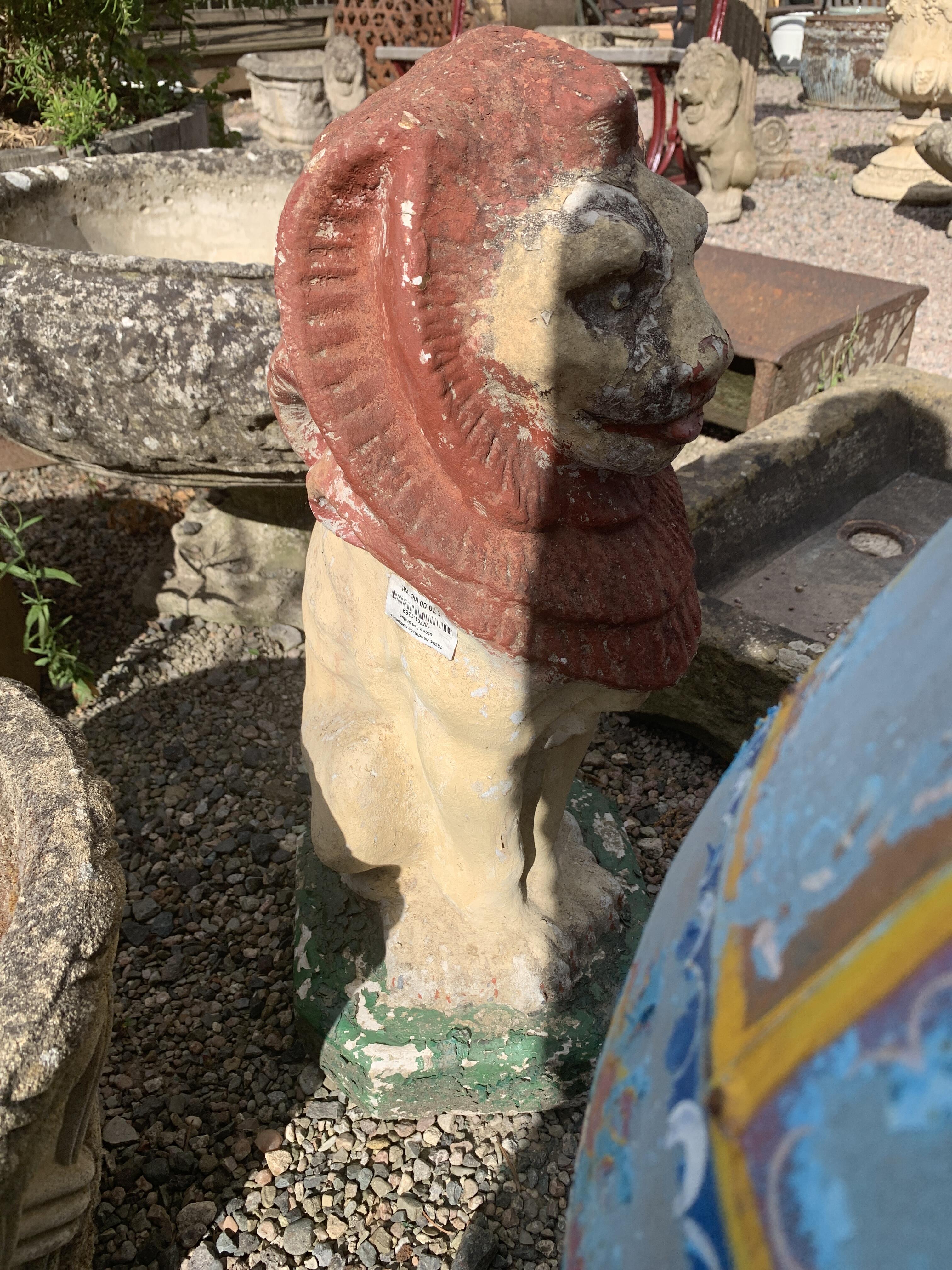 Charming Reclaimed Lion Statue - 57cm Tall