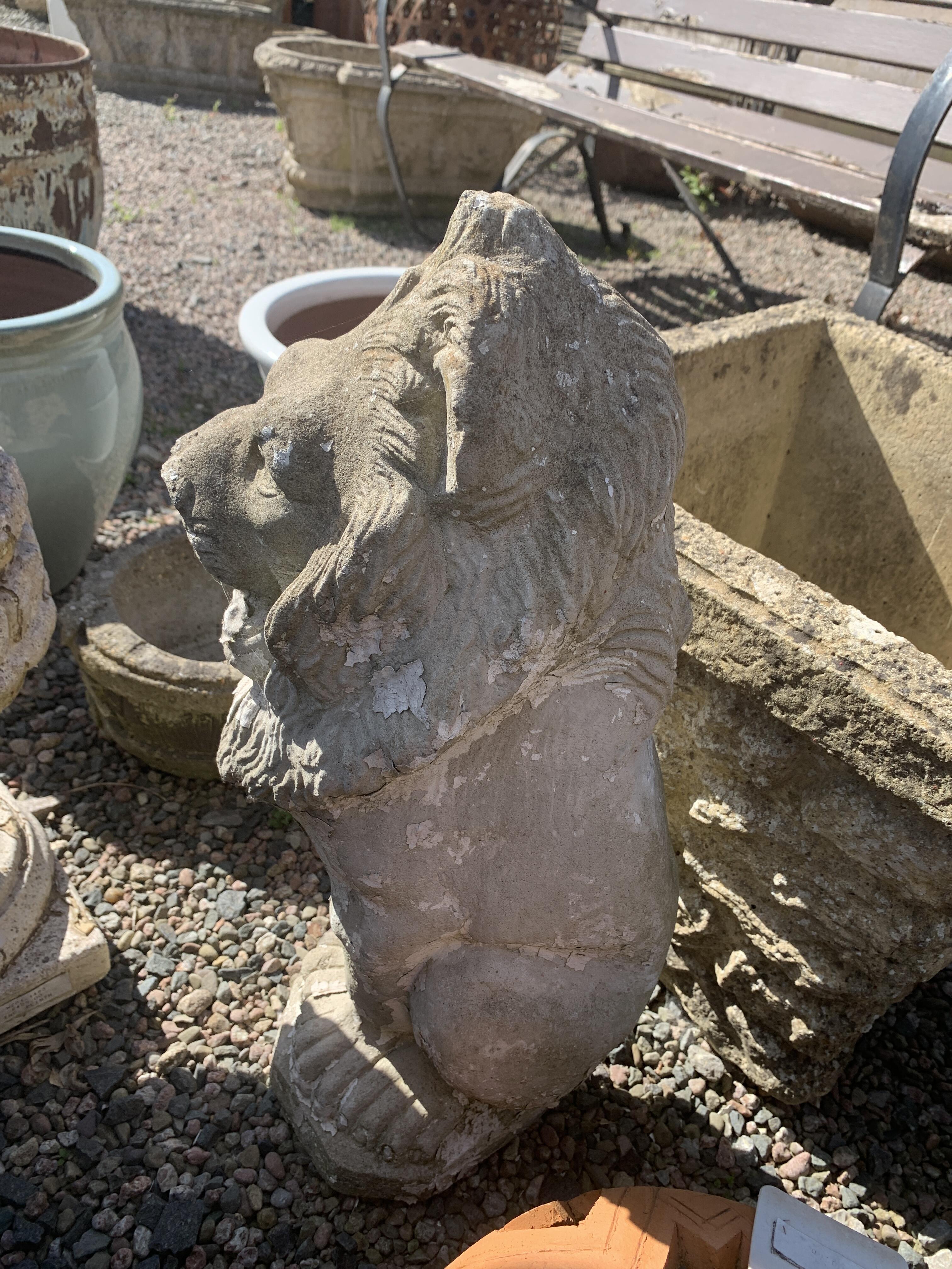 Reclaimed Concrete Lion Statue - 55cm Tall