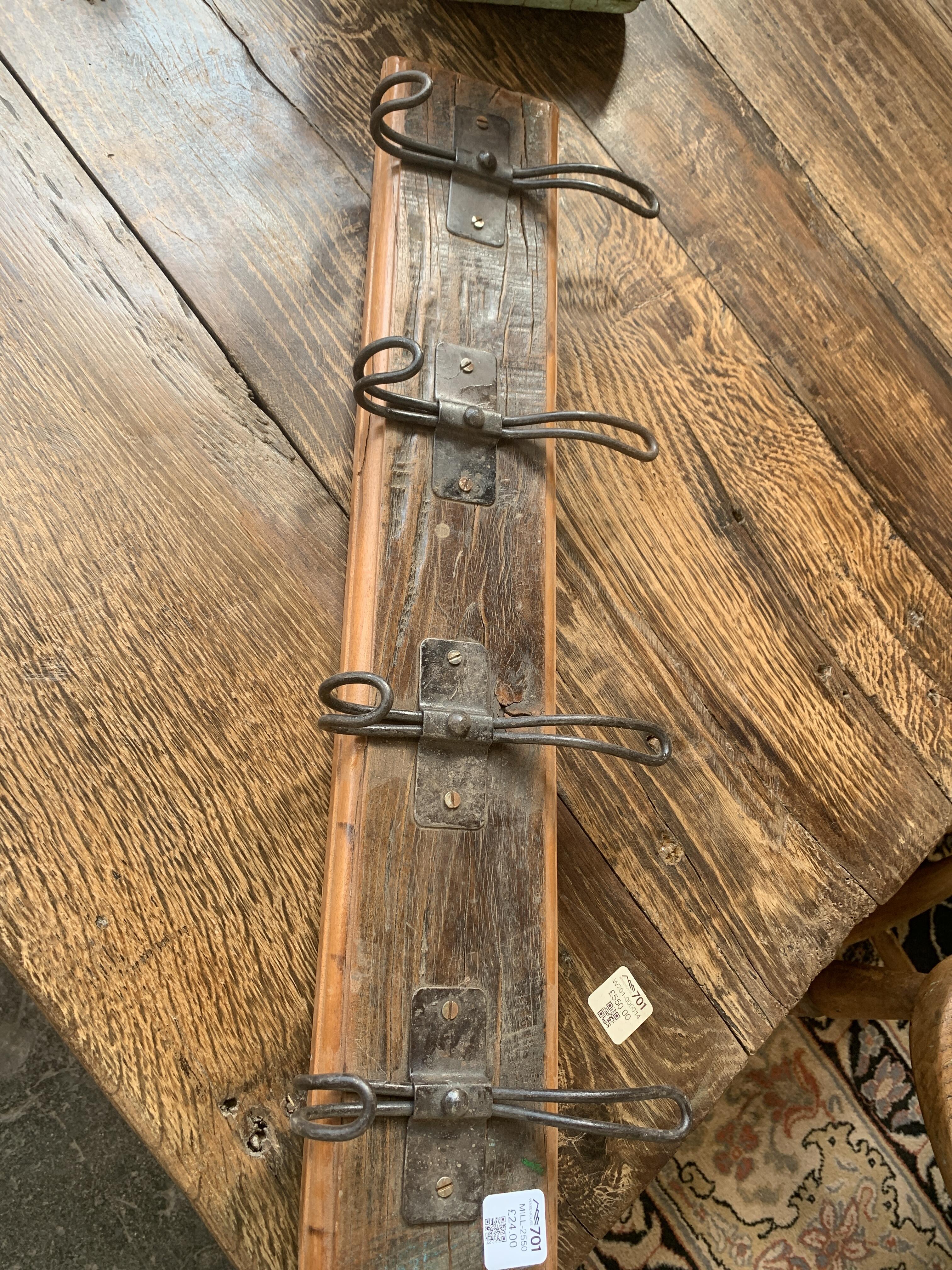 Vintage Wooden Coat Hooks with Rustic Patina