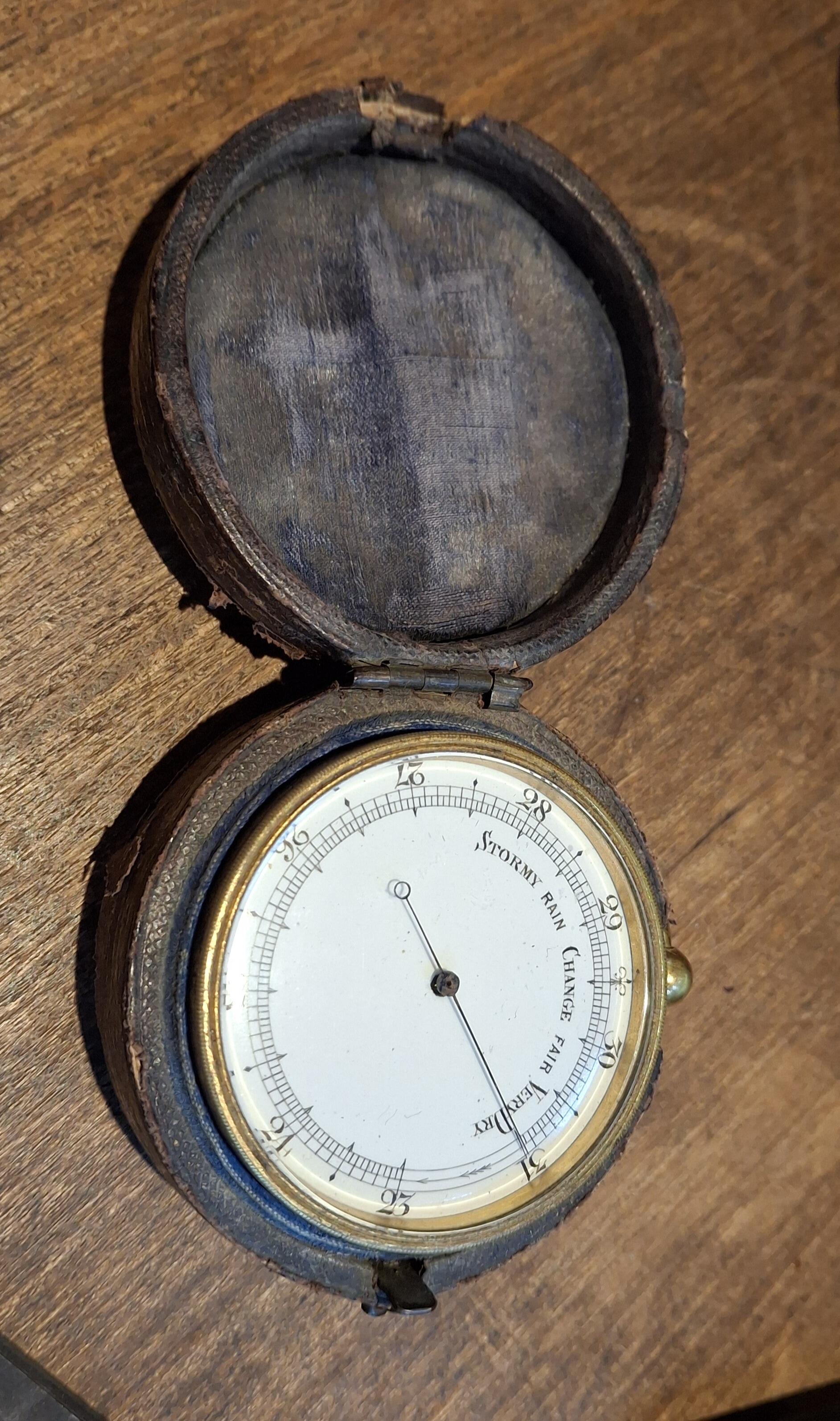 Brass cased pocket barometer