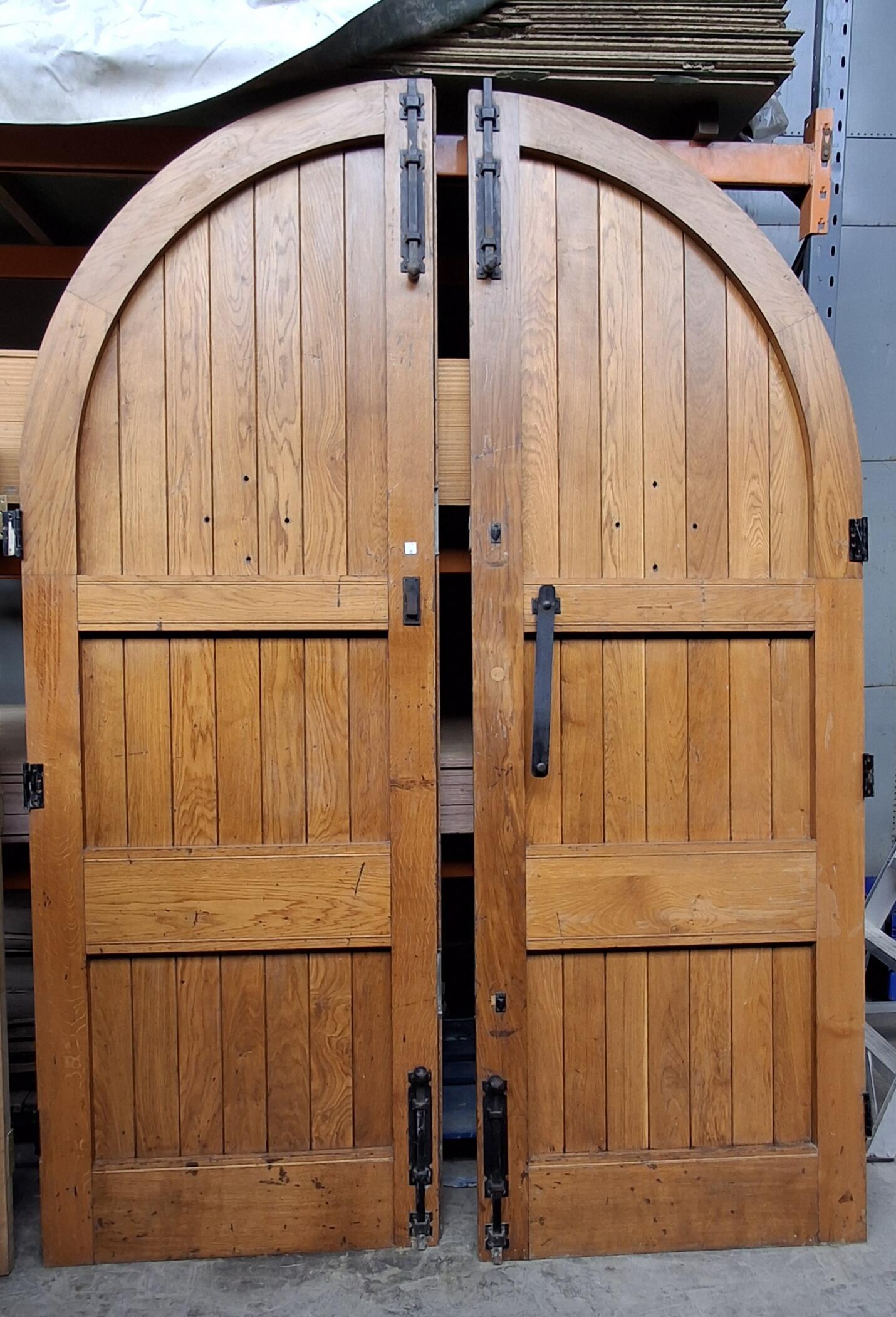 Pair of Solid Oak Arch-Topped Doors