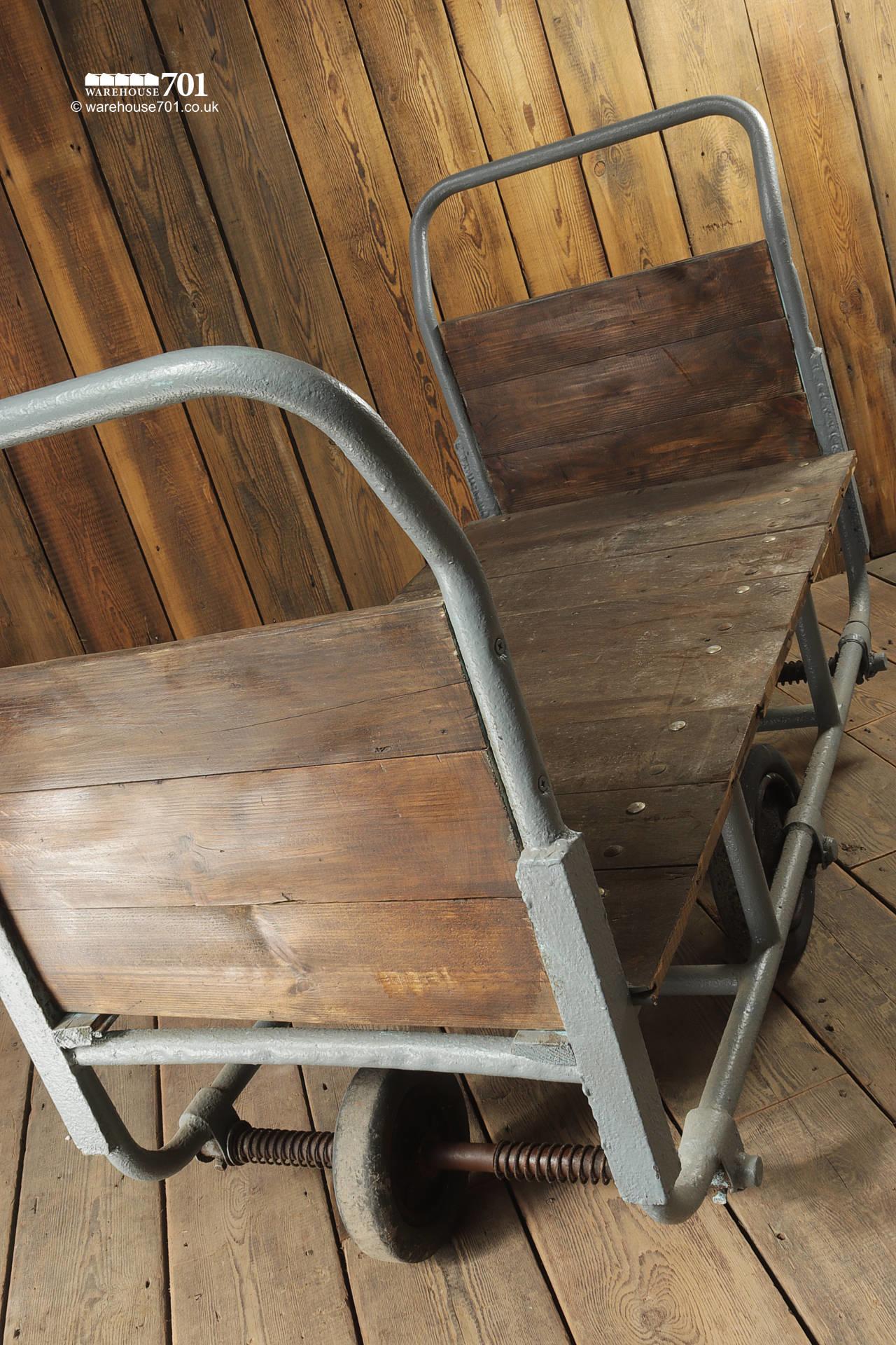 Vintage Grey paInted Oak Slat Porters or Luggage Trolley