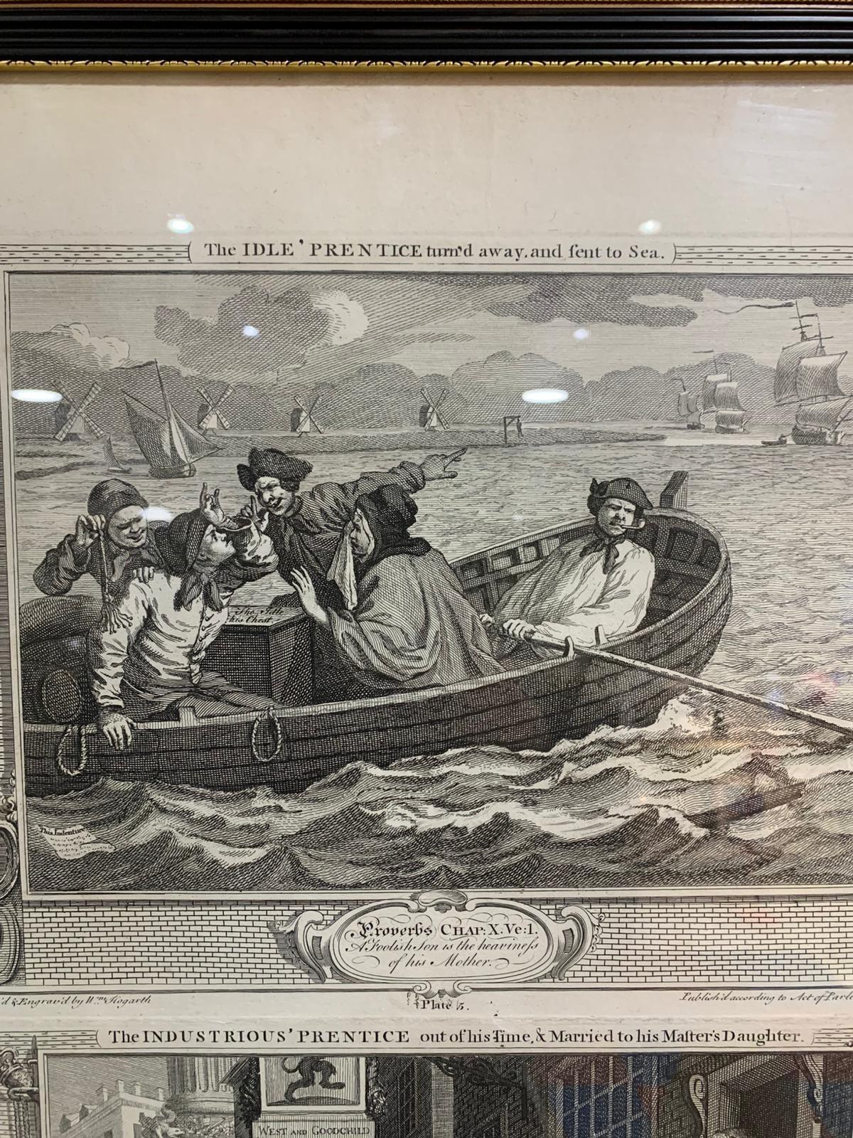 Antique Hogarth prints Industrious and idle 'prentice - sold separately