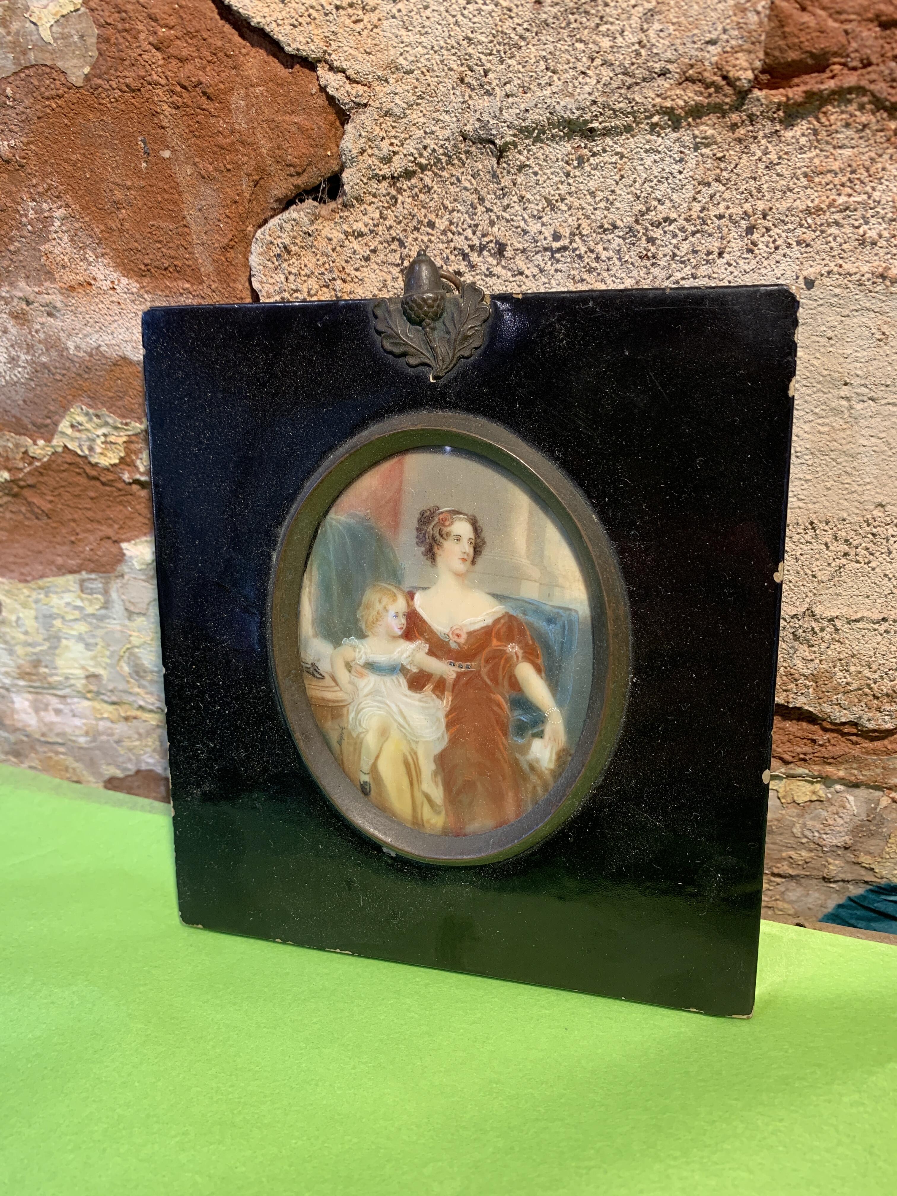 Antique Miniature Oil on Ivory - Countess Gower