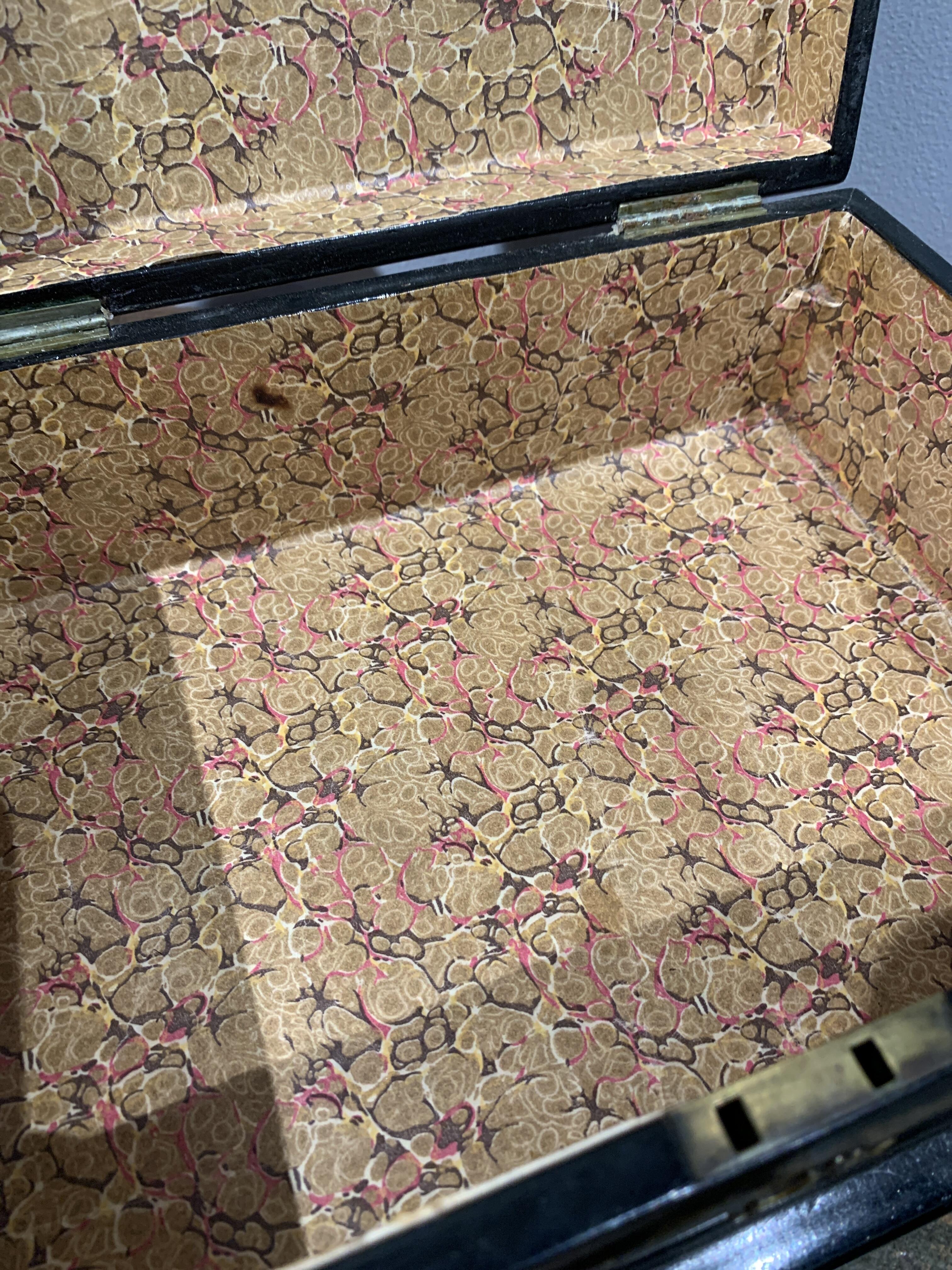 19th Century Lacquer Work Box with Floral Design
