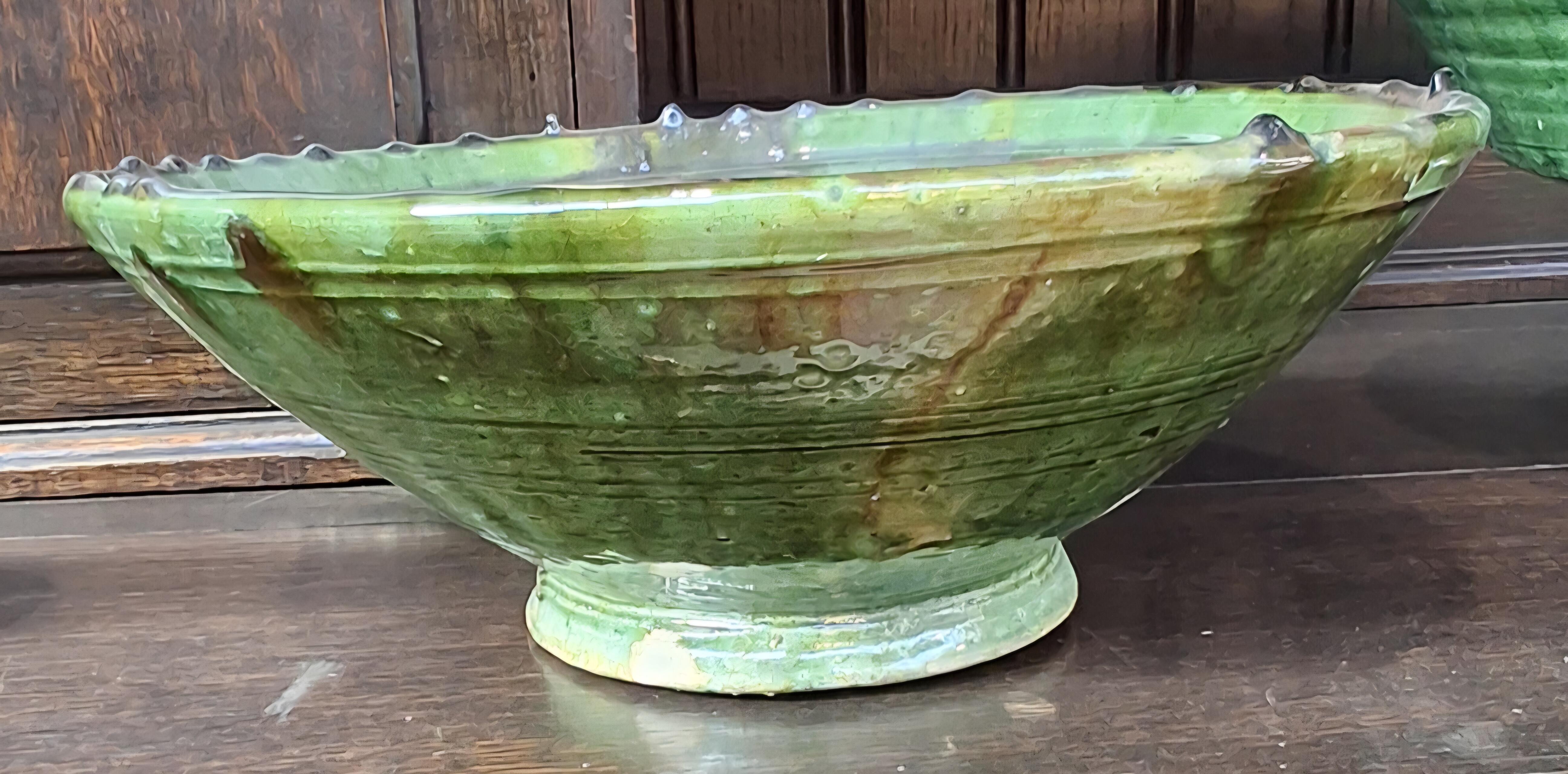 Vintage Tamegroute Green Large Fruit Bowl