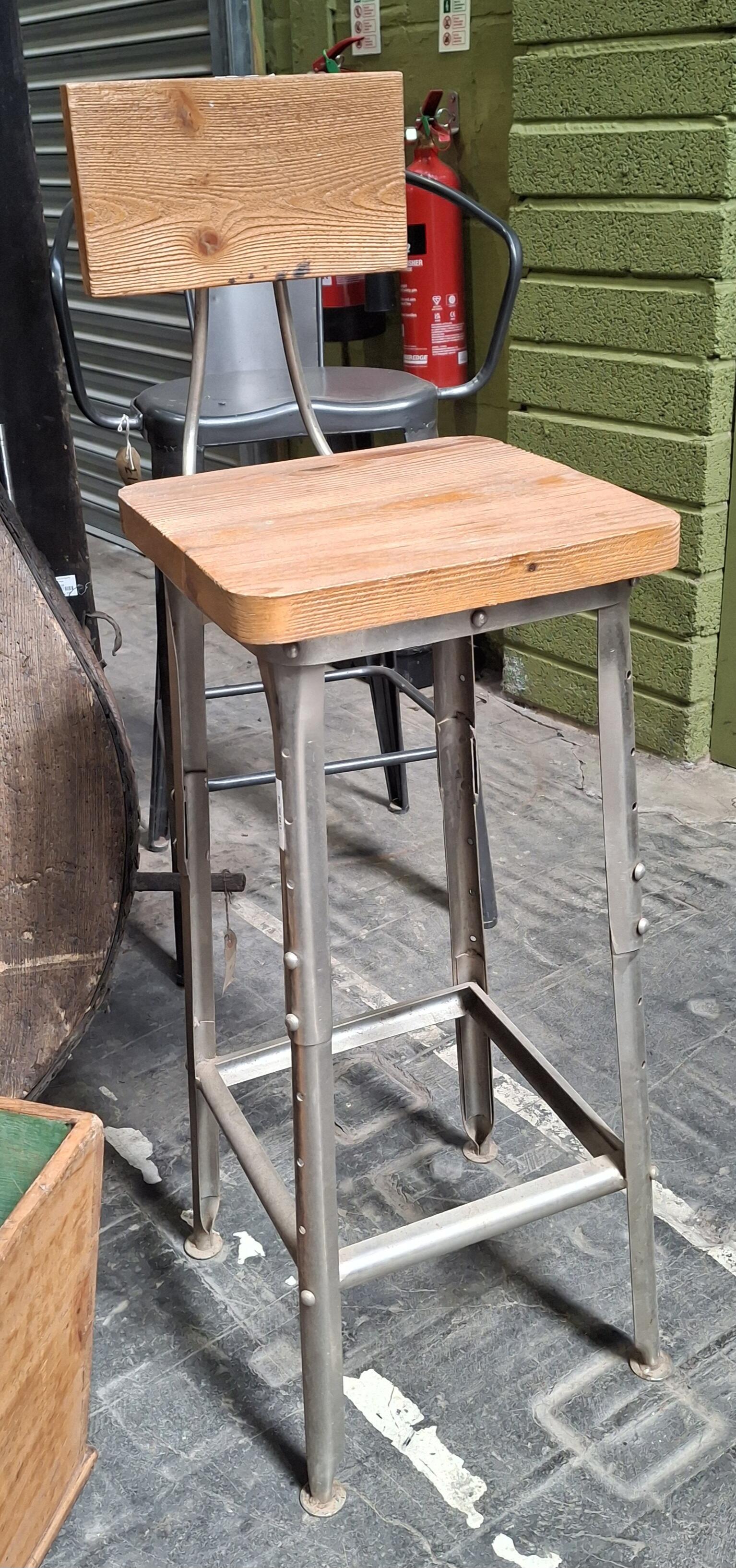 Industrial Metal & Wood Bar Stool