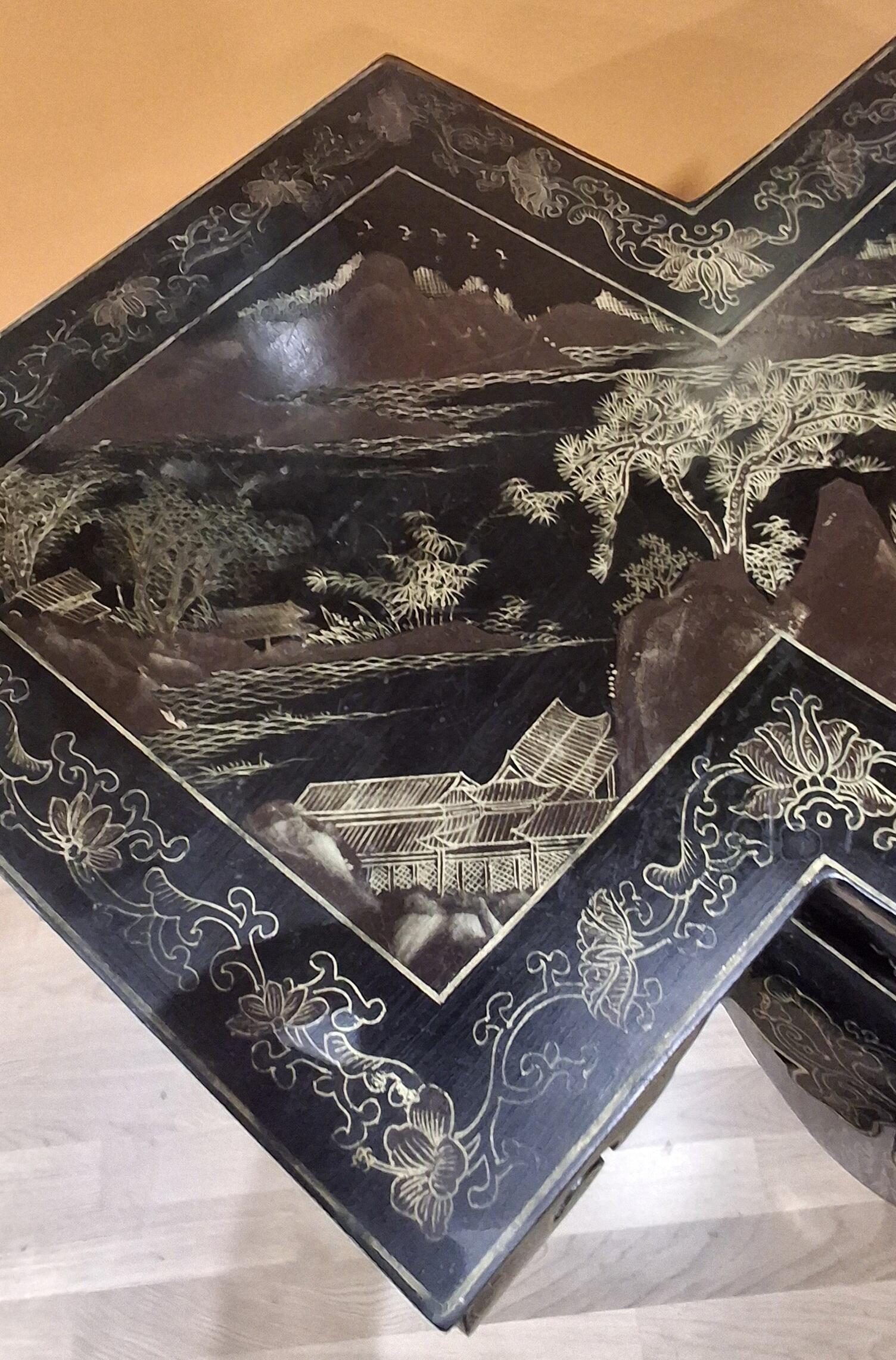 Vintage Black Chinoiserie Table PP82796