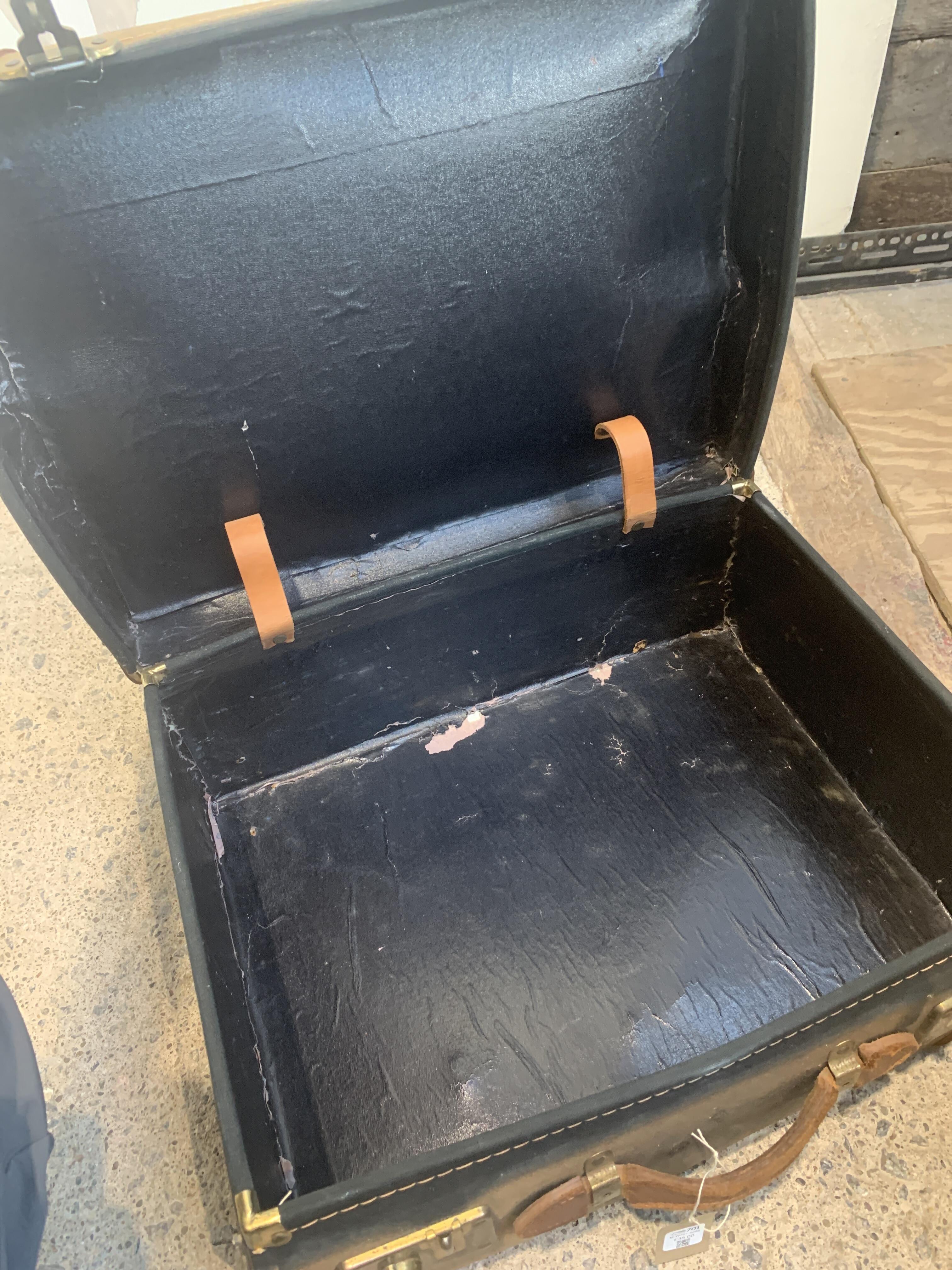 Vintage Fibreboard Suitcase with Leather Trim JN230