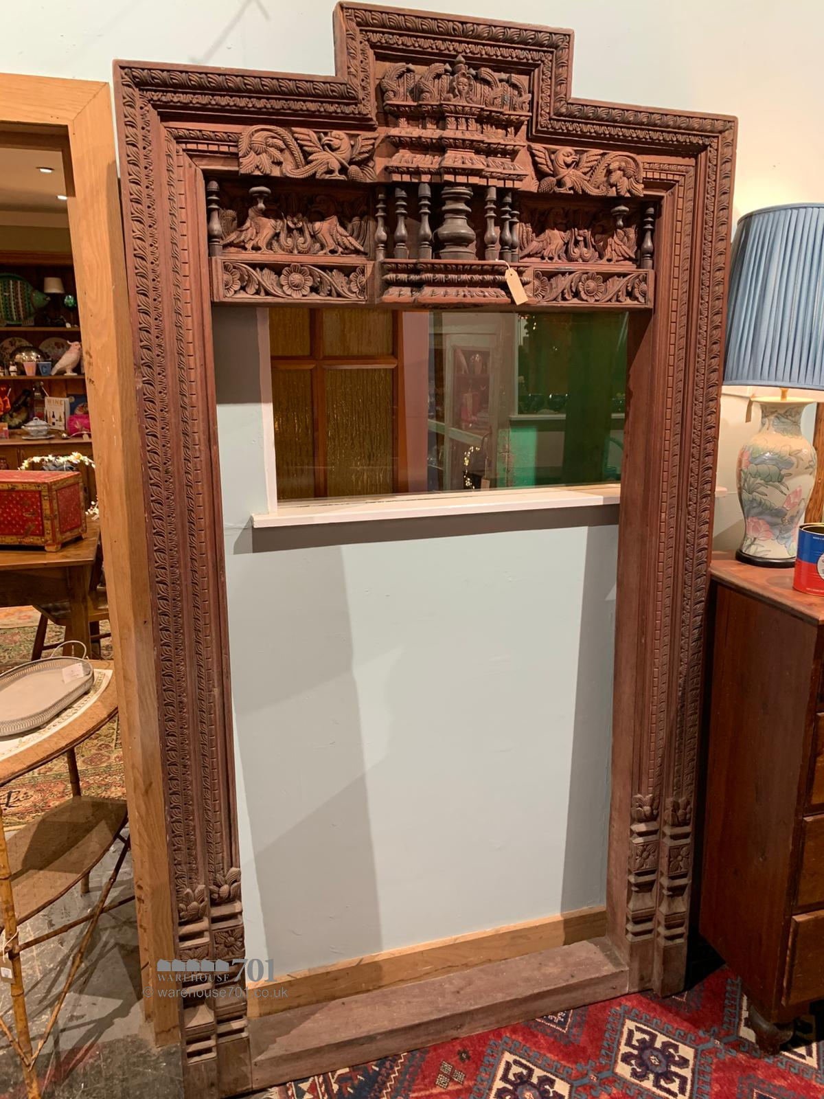 Large Indian carved hardwood Havali door frame