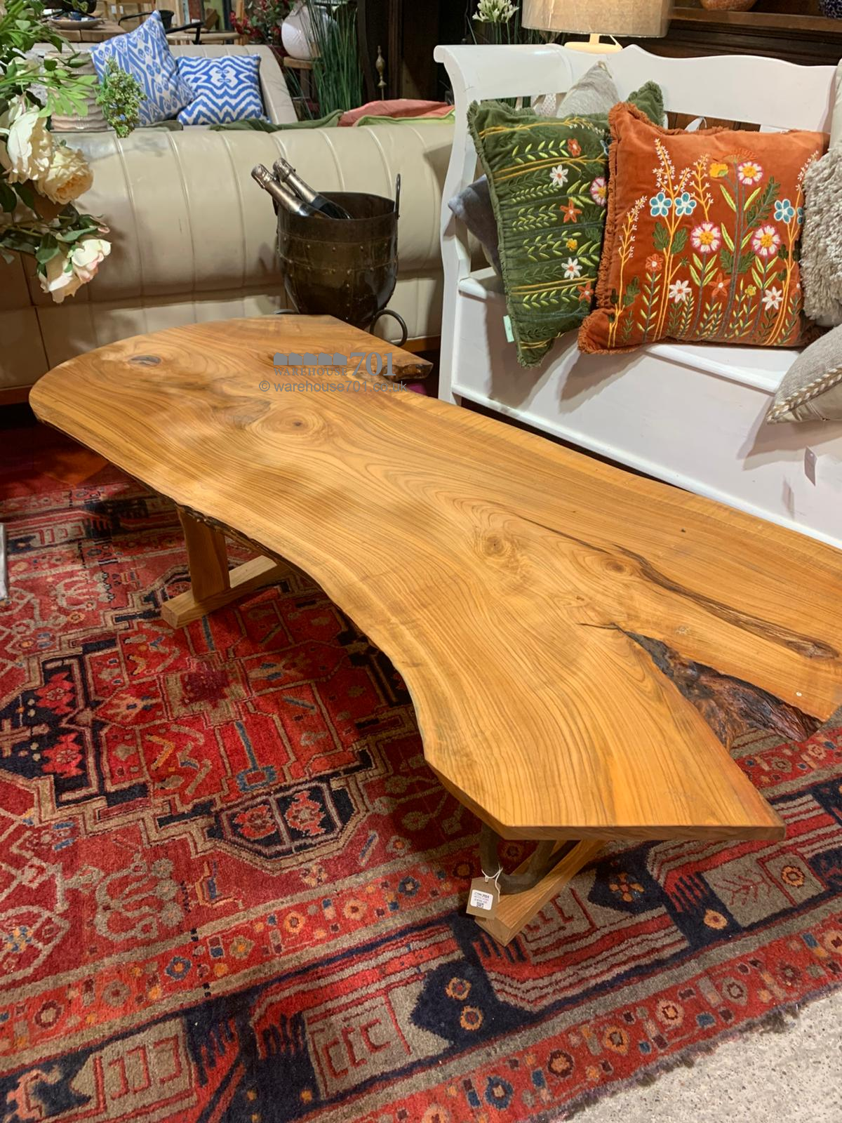 701 Original Cherry wood cast iron wheel base coffee table