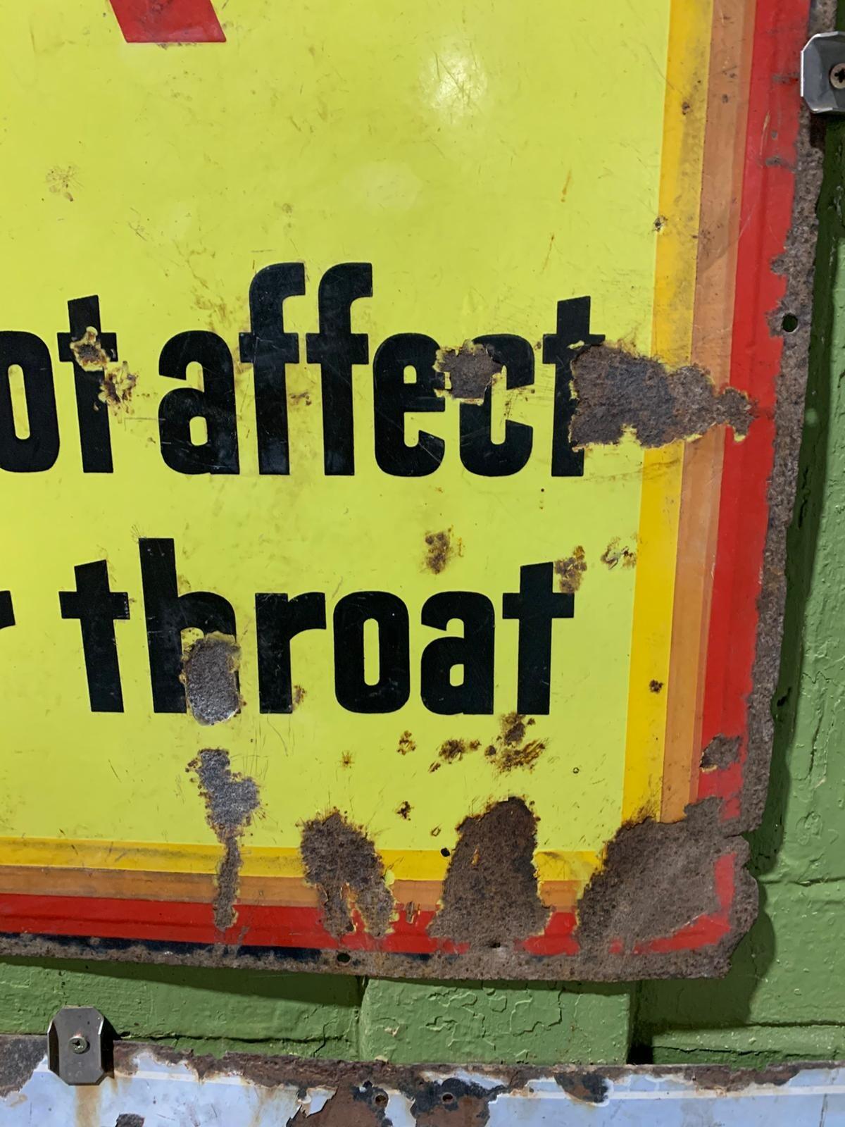'Craven A will not affect your throat' metal sign
