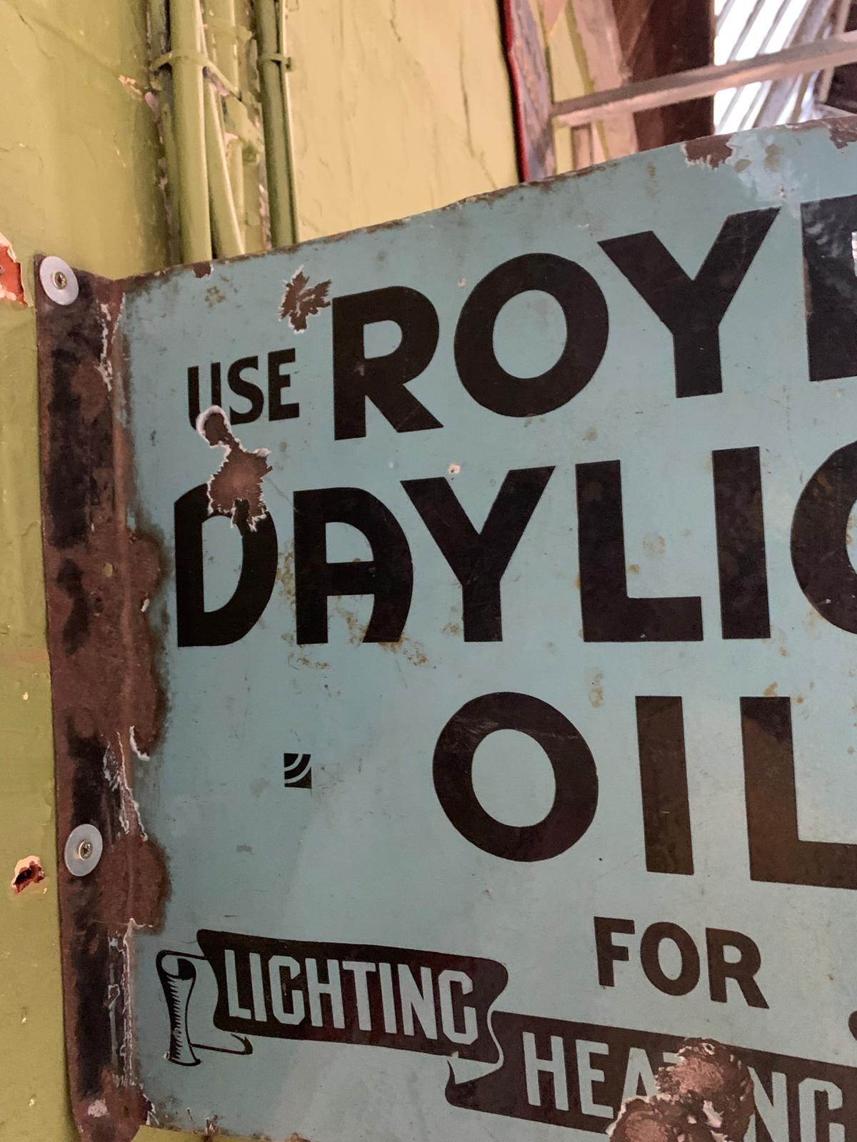 Blue metal Royal Daylight Oil sign