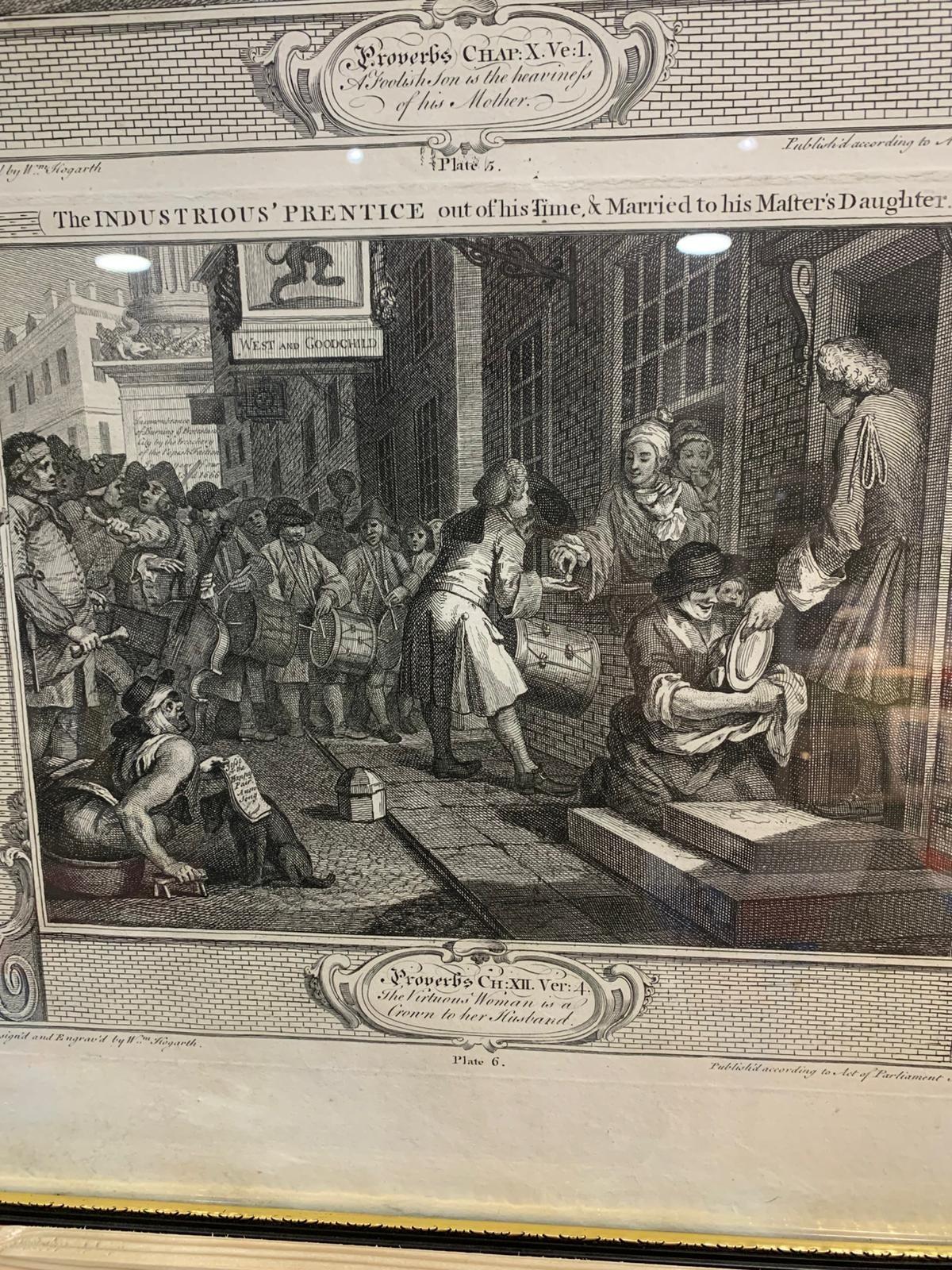 Antique Hogarth prints Industrious and idle 'prentice - sold separately