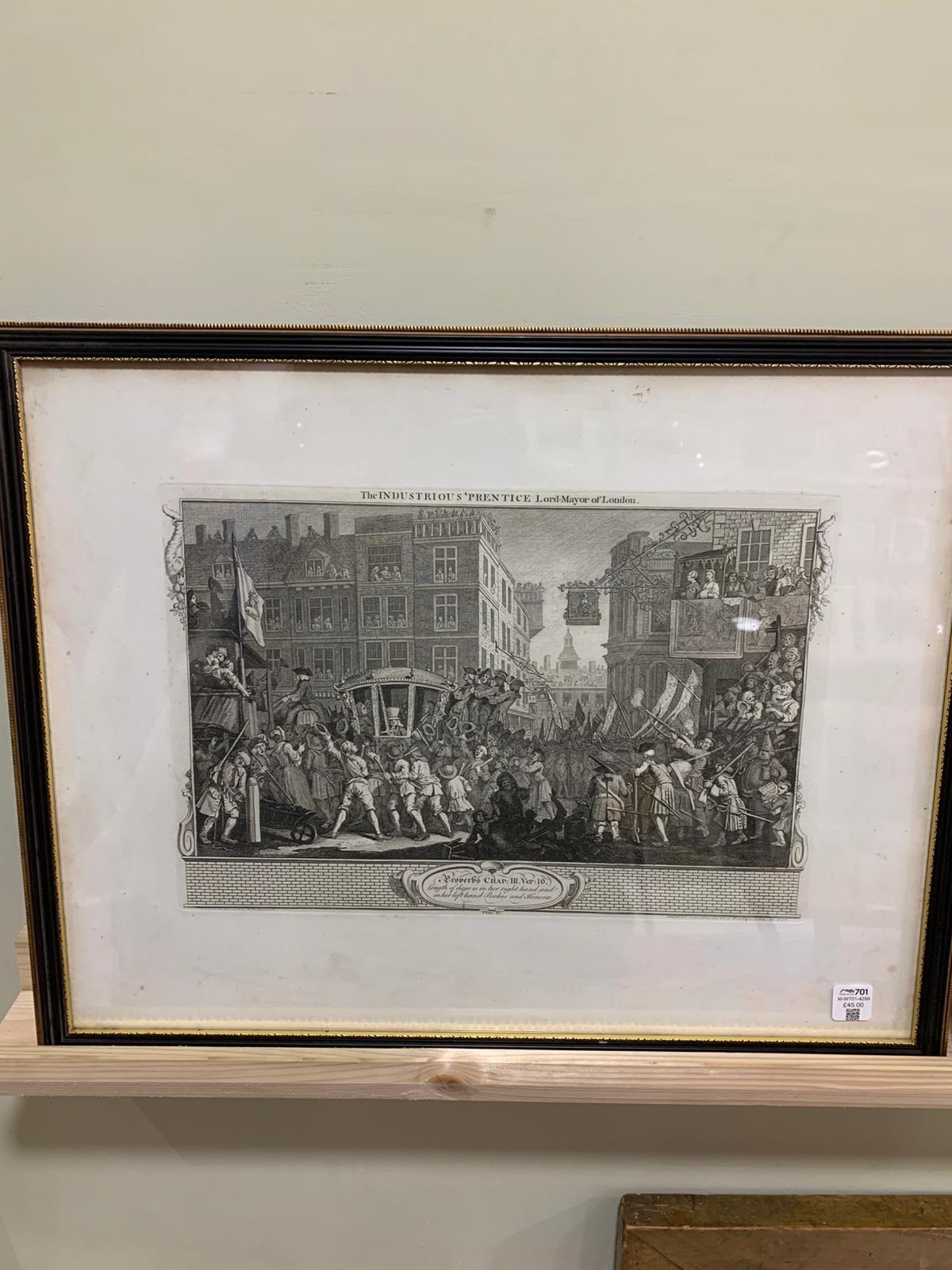 Antique Hogarth prints Industrious and idle 'prentice - sold separately